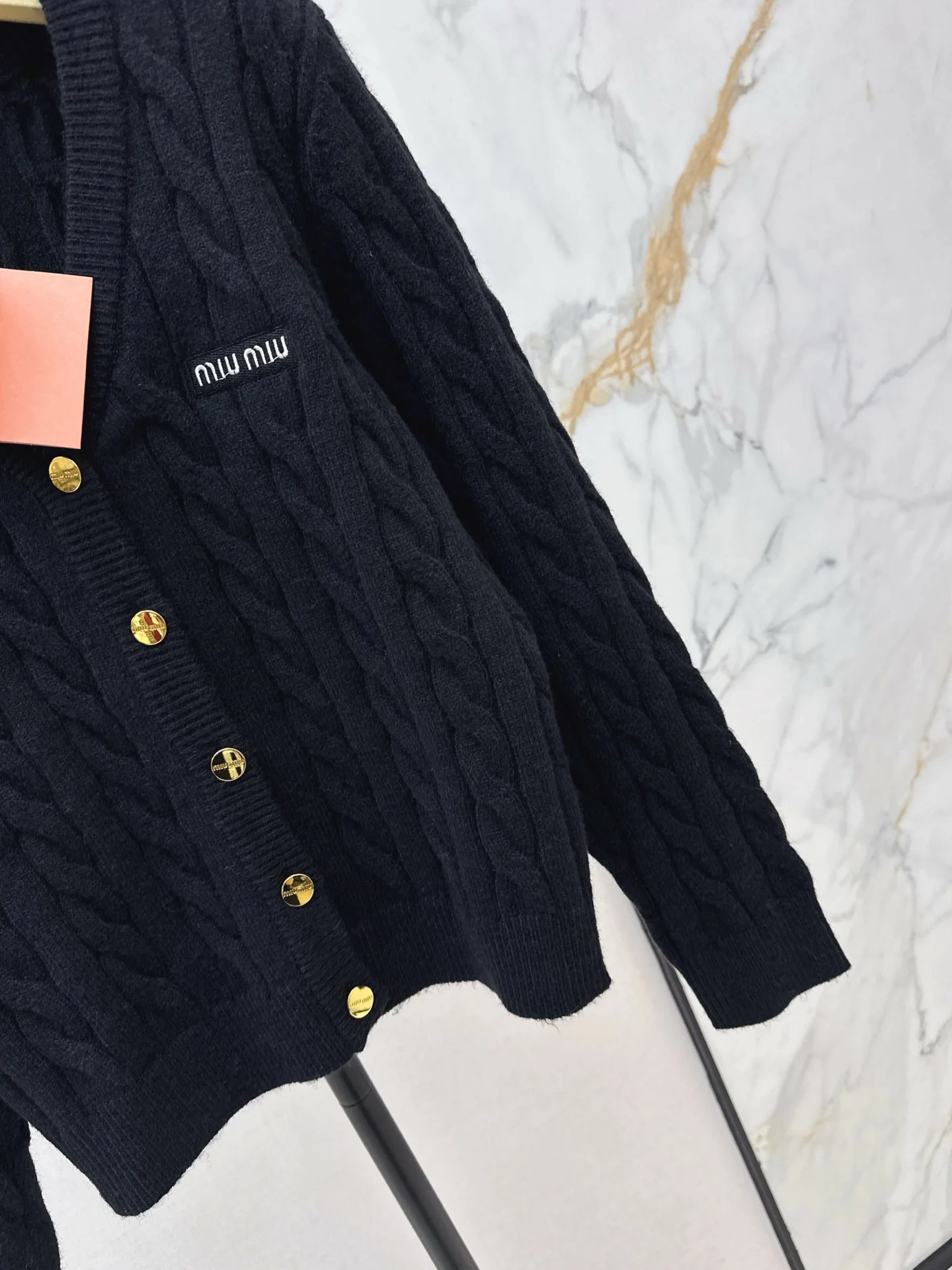 Miu 25fw cable knit cardigan