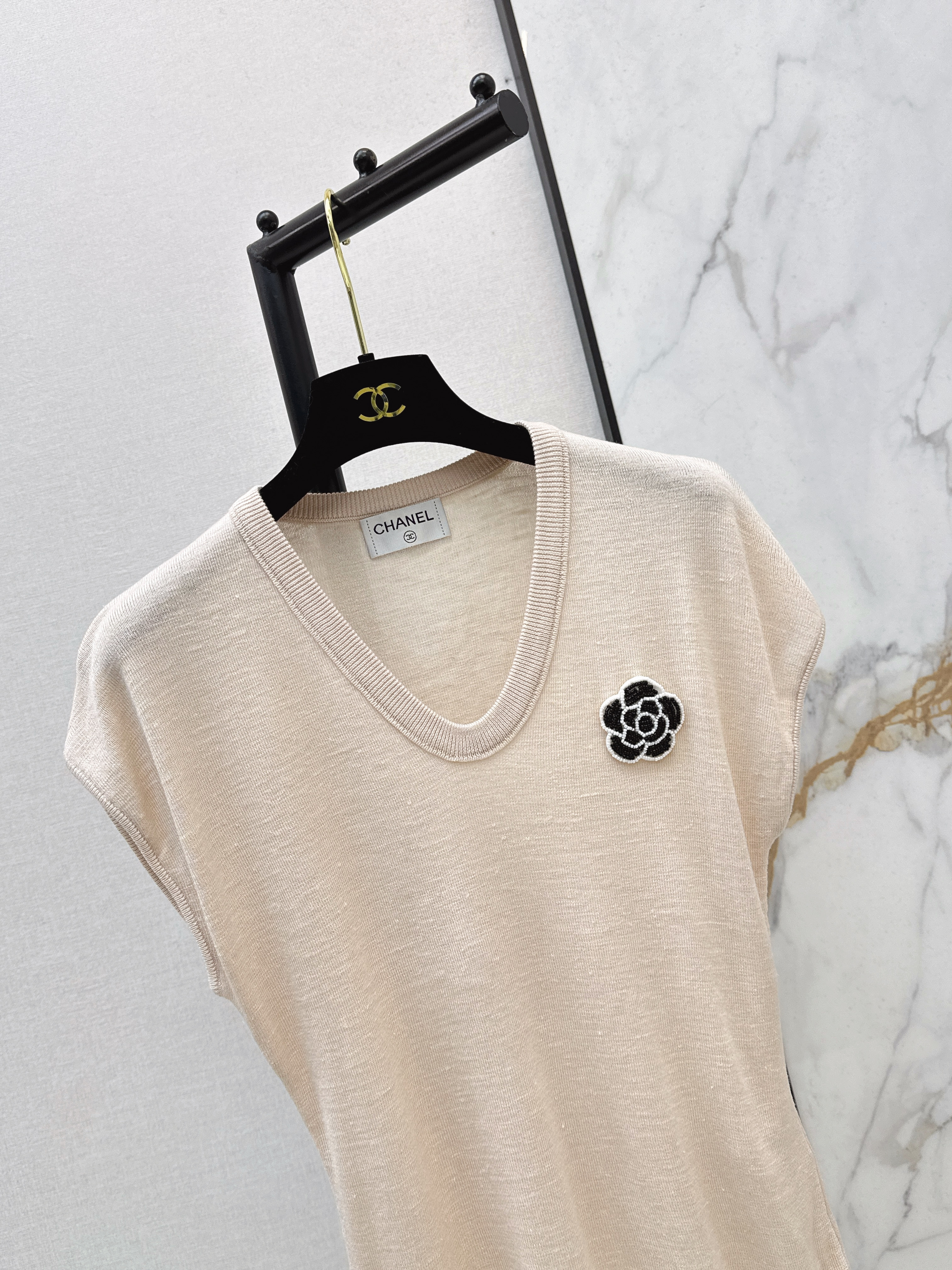 Chan 26ss 3d flower t-shirt