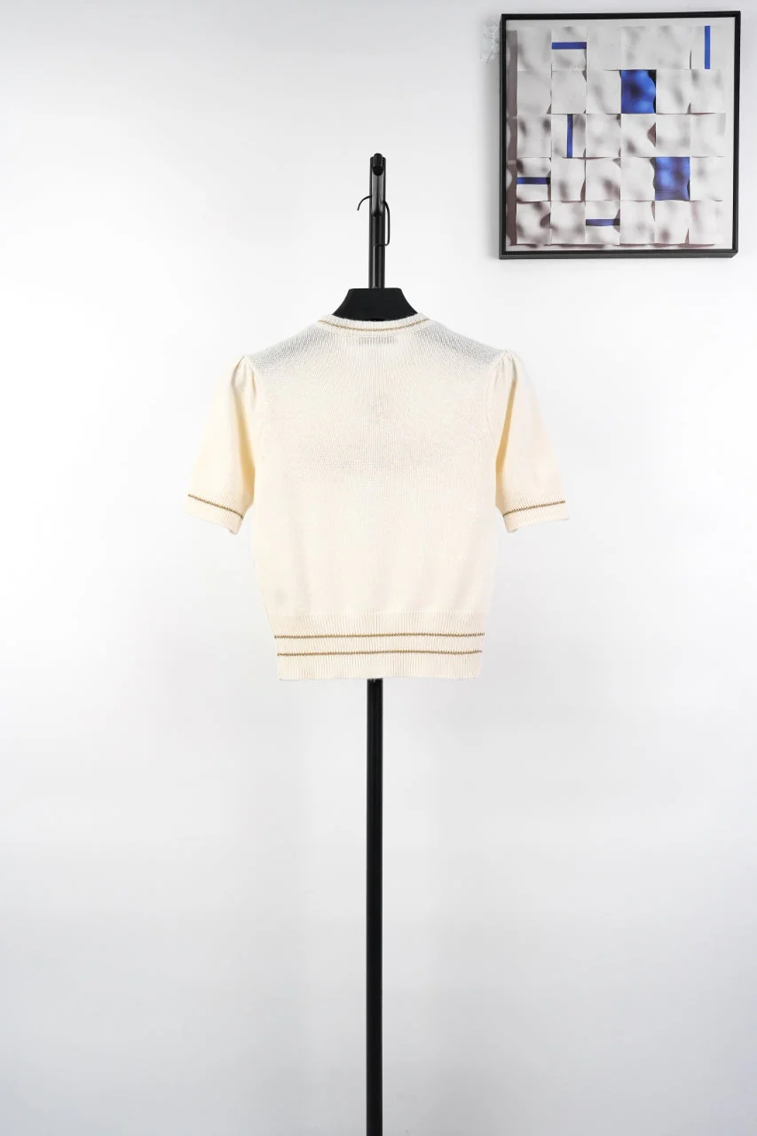 D 25ss wool embroidered knitted t-shirt