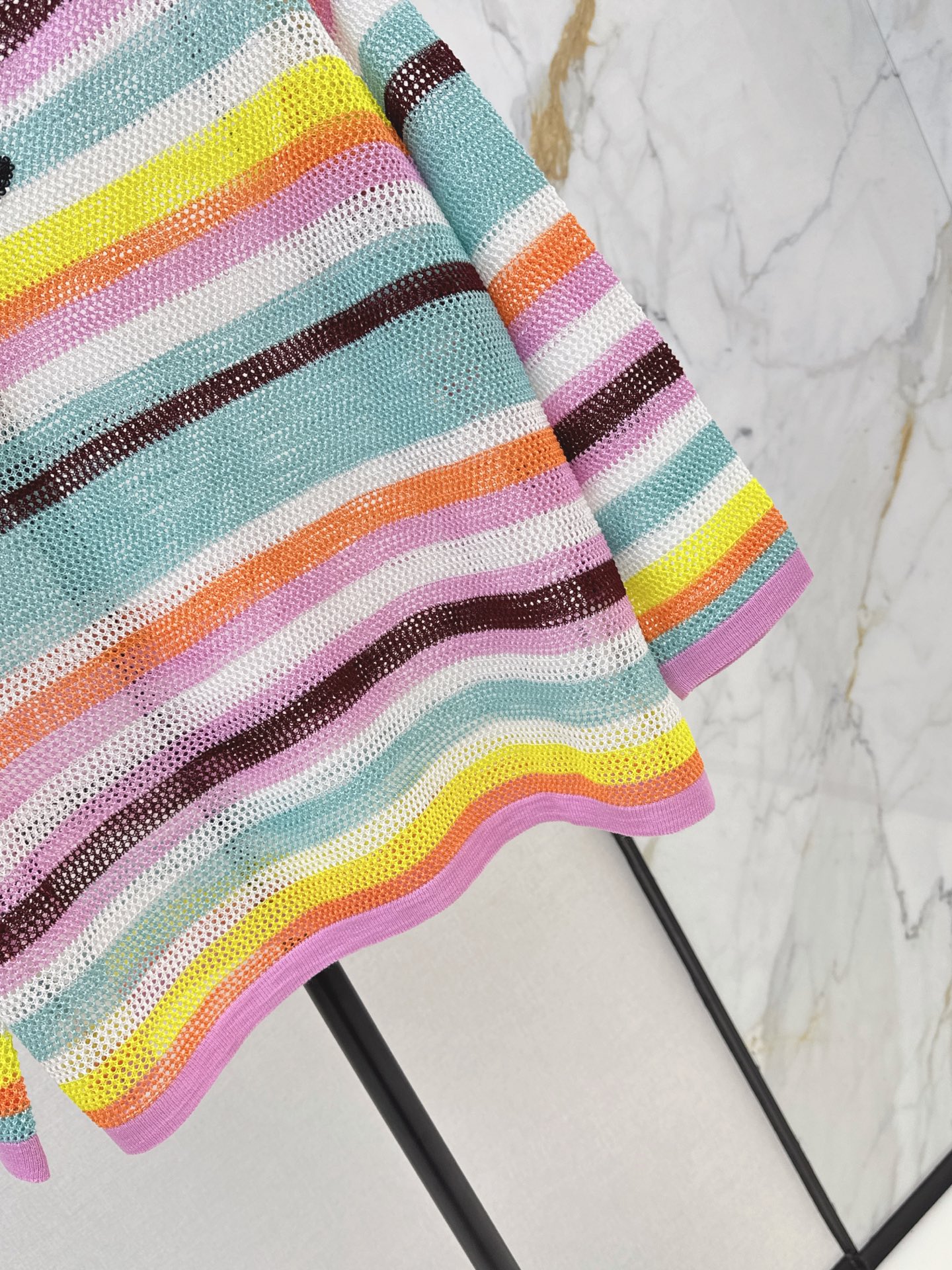 Chan 26ss stripe hollow knitwear
