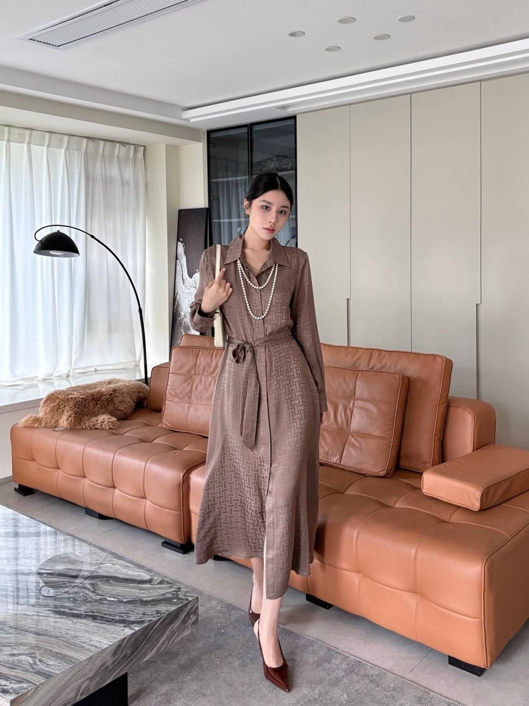 Her 26ss jacquard silk dress