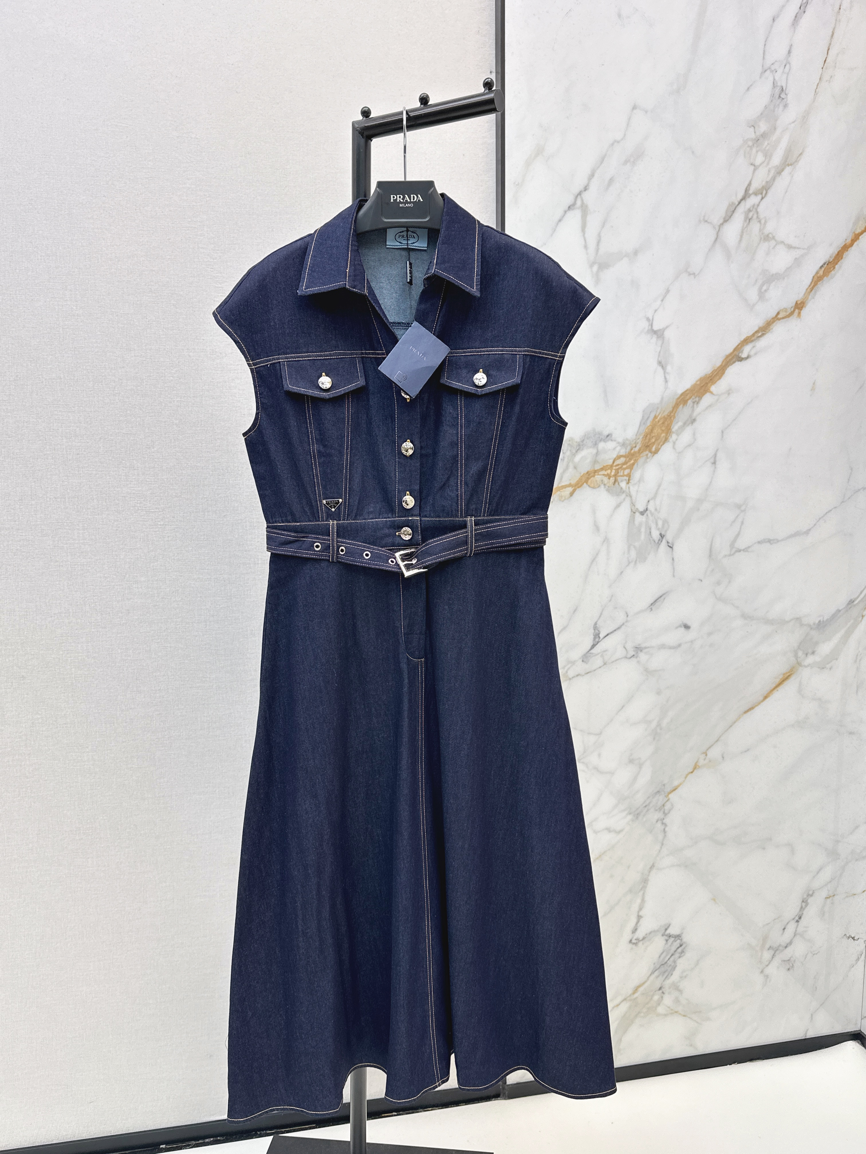 Pra 26ss denim sleeveless dress