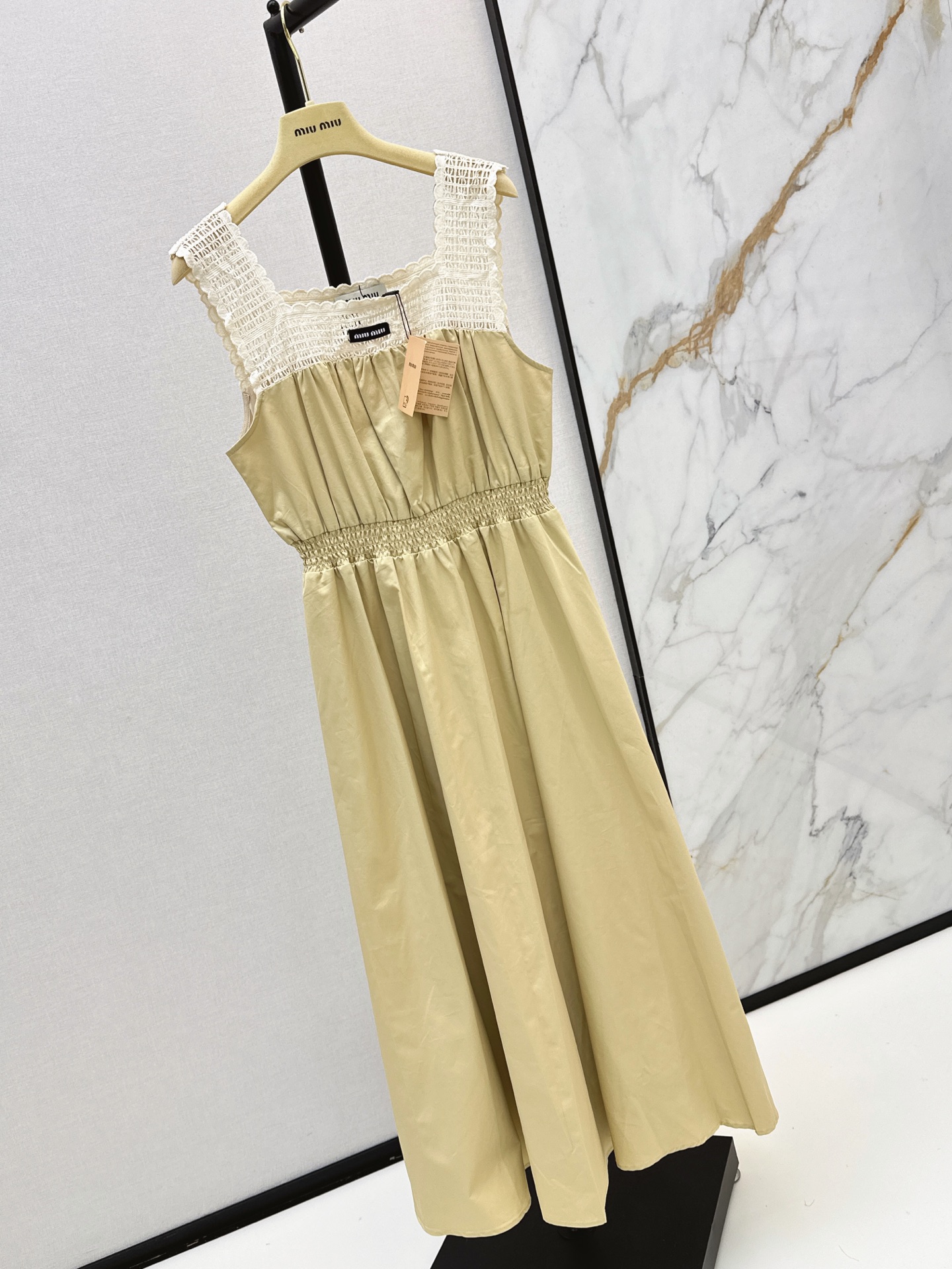 Miu 26ss lace trim slip dress