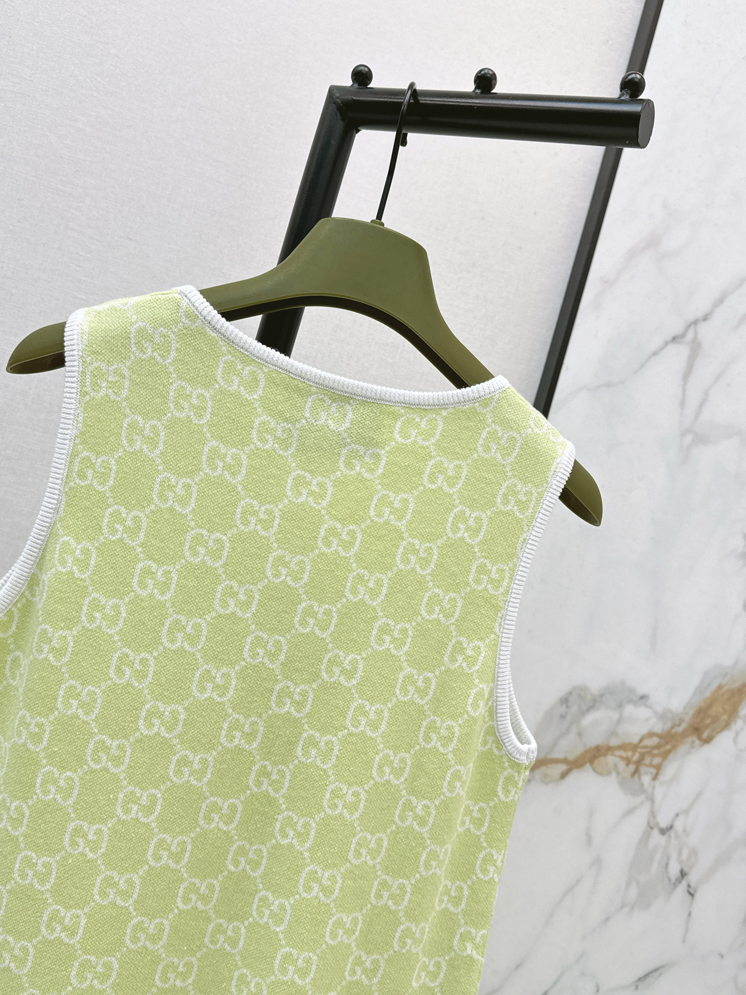 Guc 26ss jacquard sleeveless dress