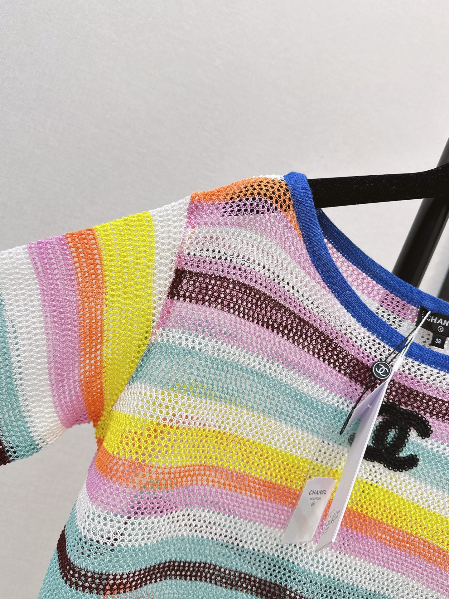 Chan 26ss stripe hollow knitwear
