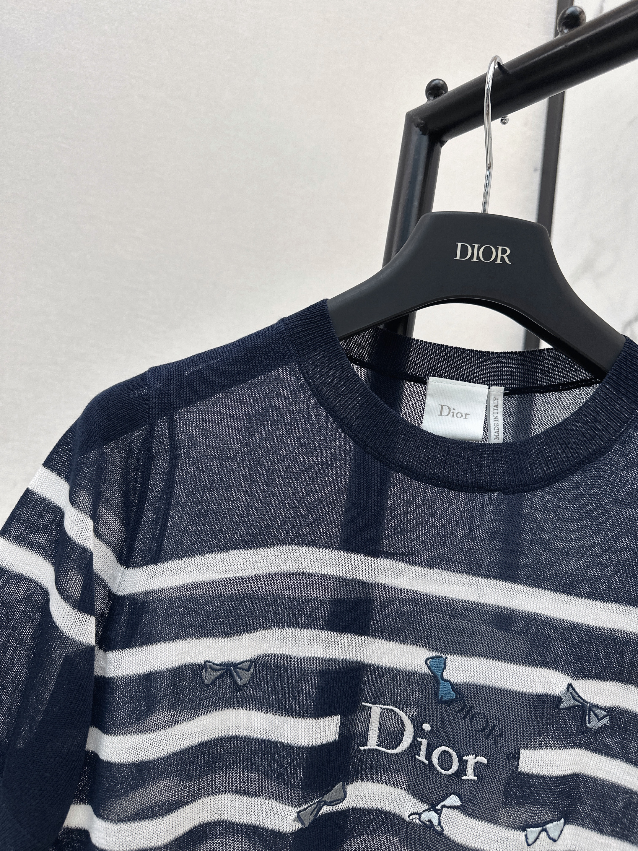CD 26ss bow embroidery stripe top