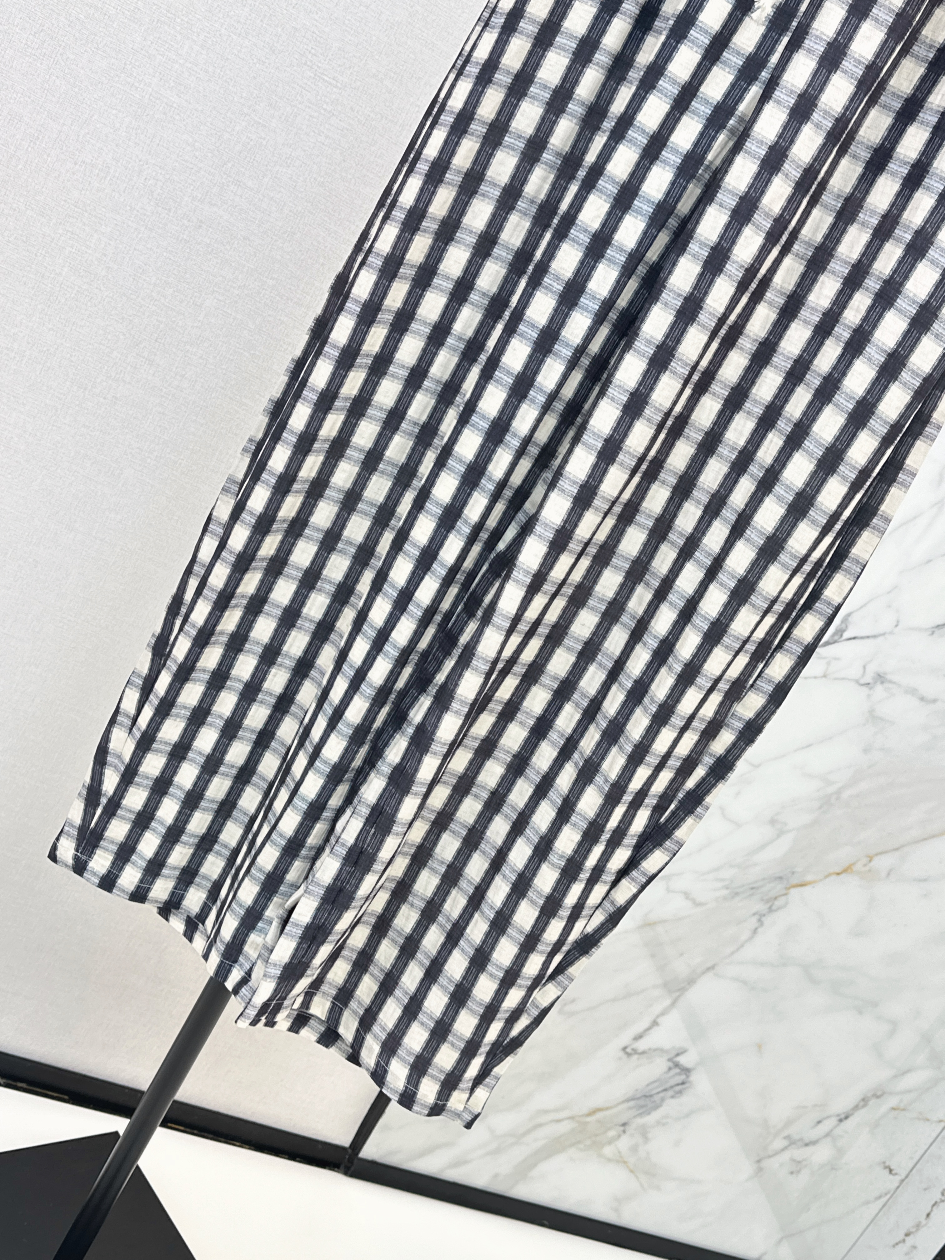 Chan 26ss check wide-leg pants