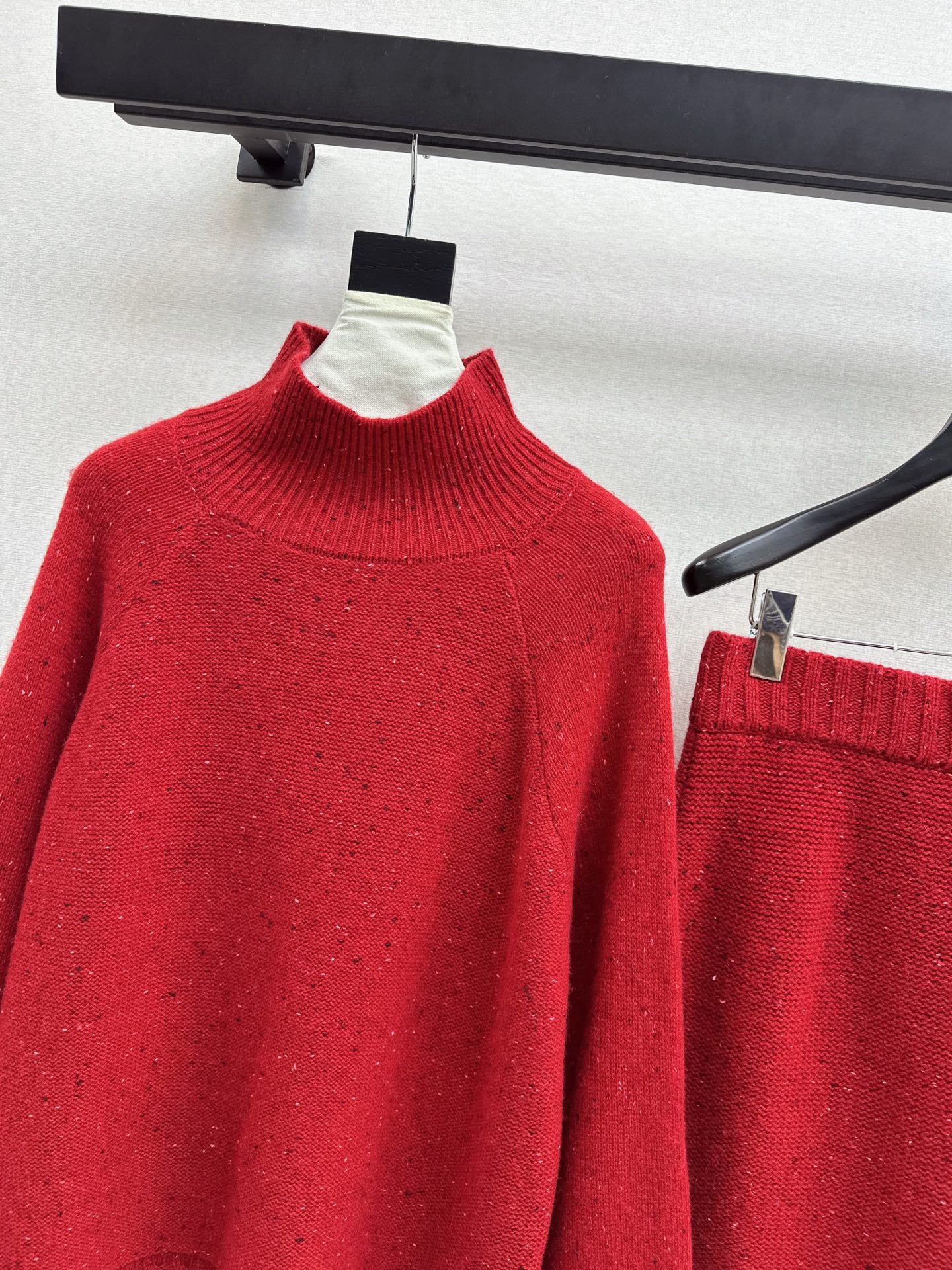 Brun 26ss knit high neck sweater+skirt outfit set