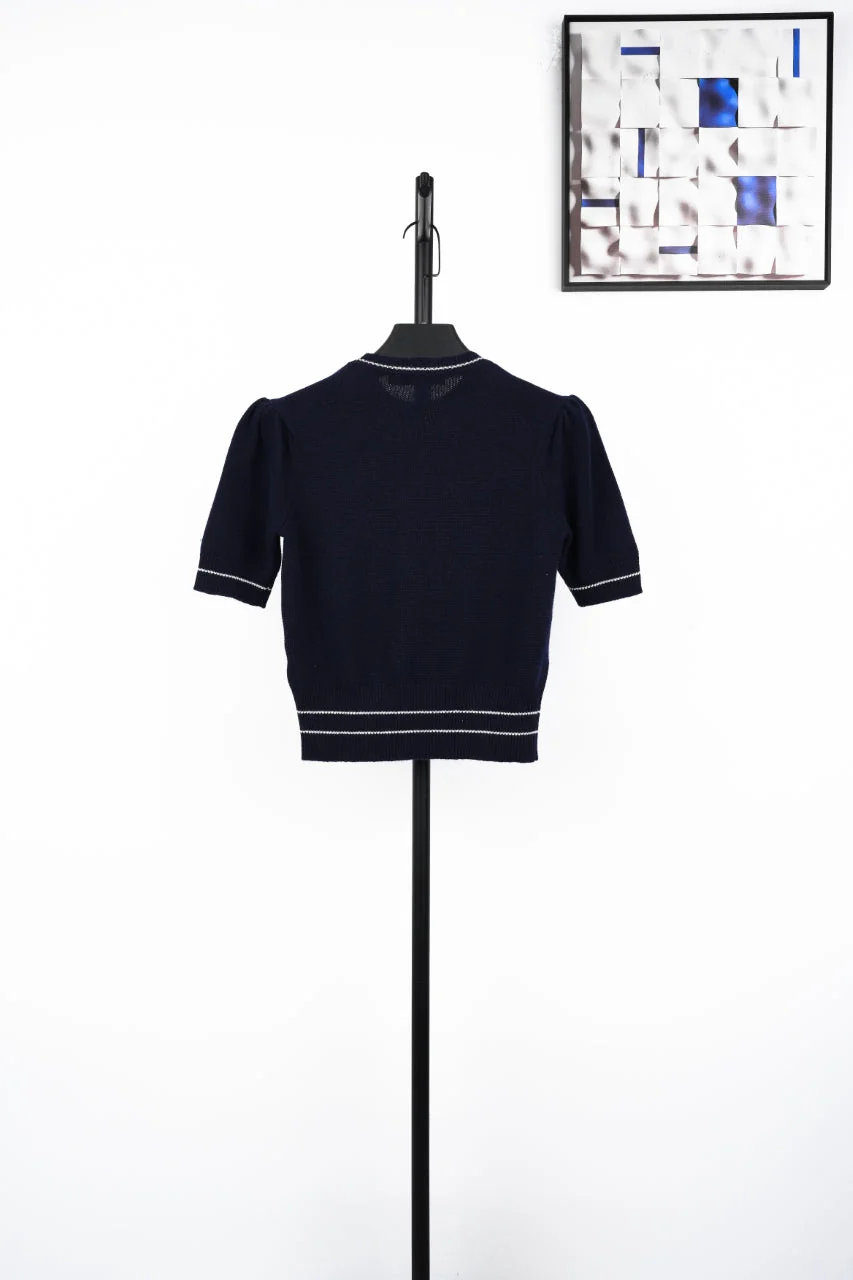 D 25ss wool embroidered knitted t-shirt