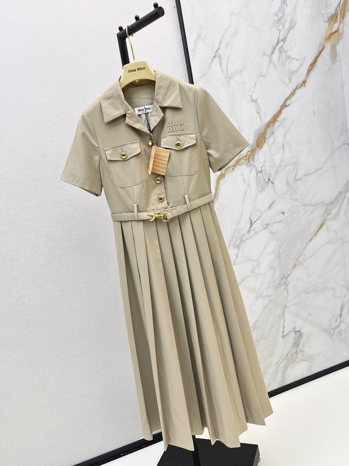 Miu 26ss pleated shirt dress