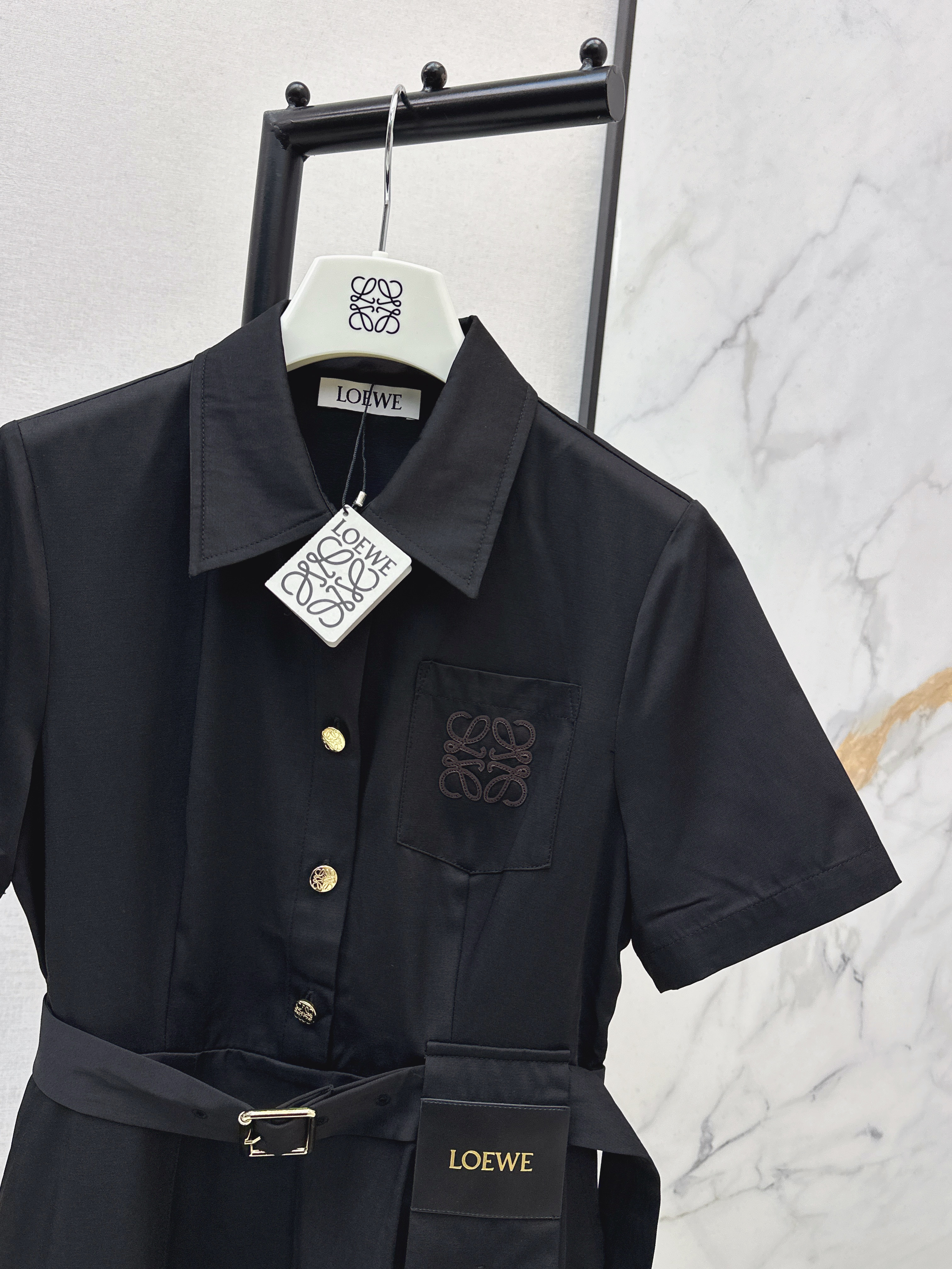 Loe 26ss logo embroidery dress