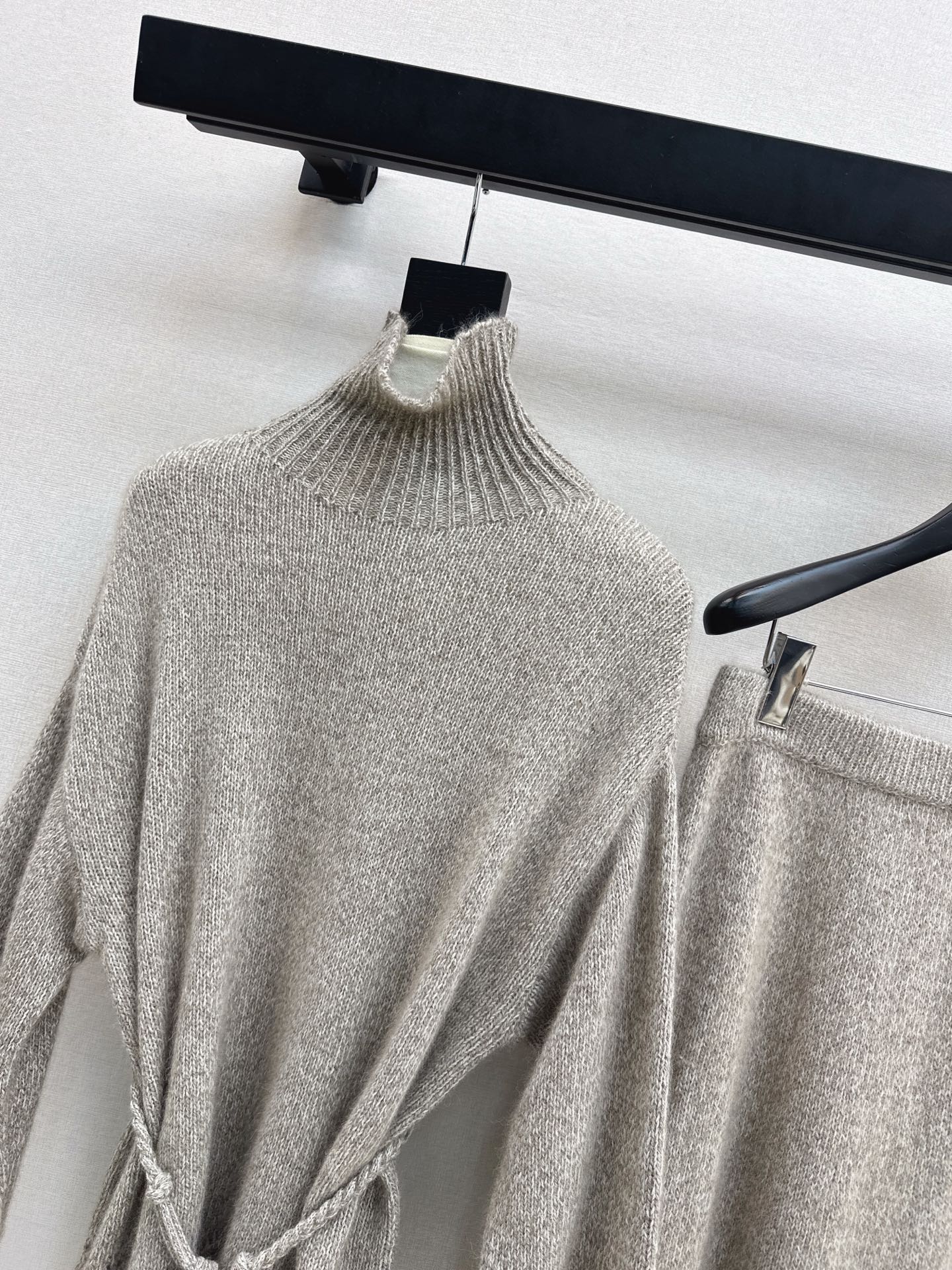 Brun 25fw knit high neck sweater+skirts outfit set