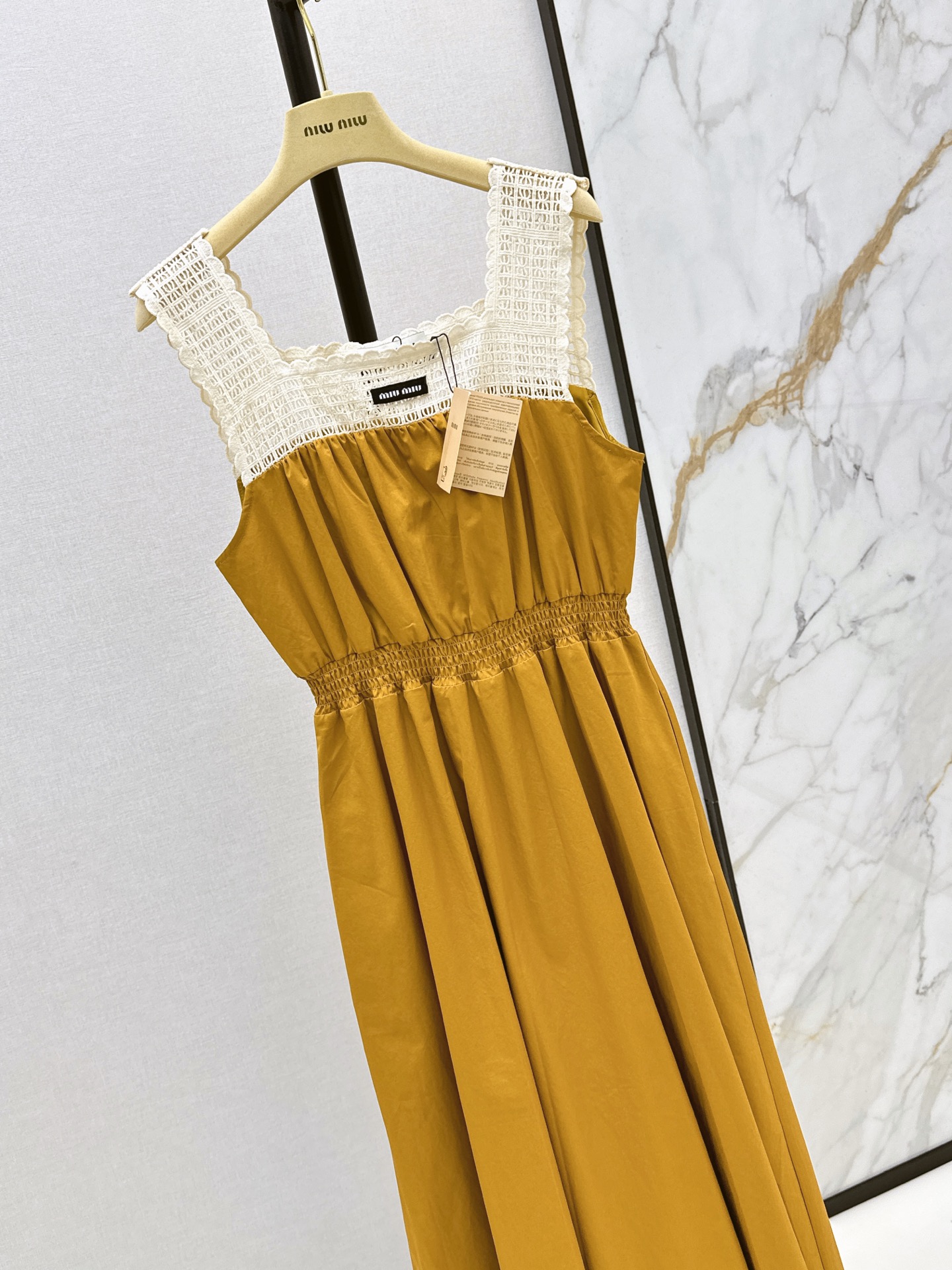 Miu 26ss lace trim slip dress
