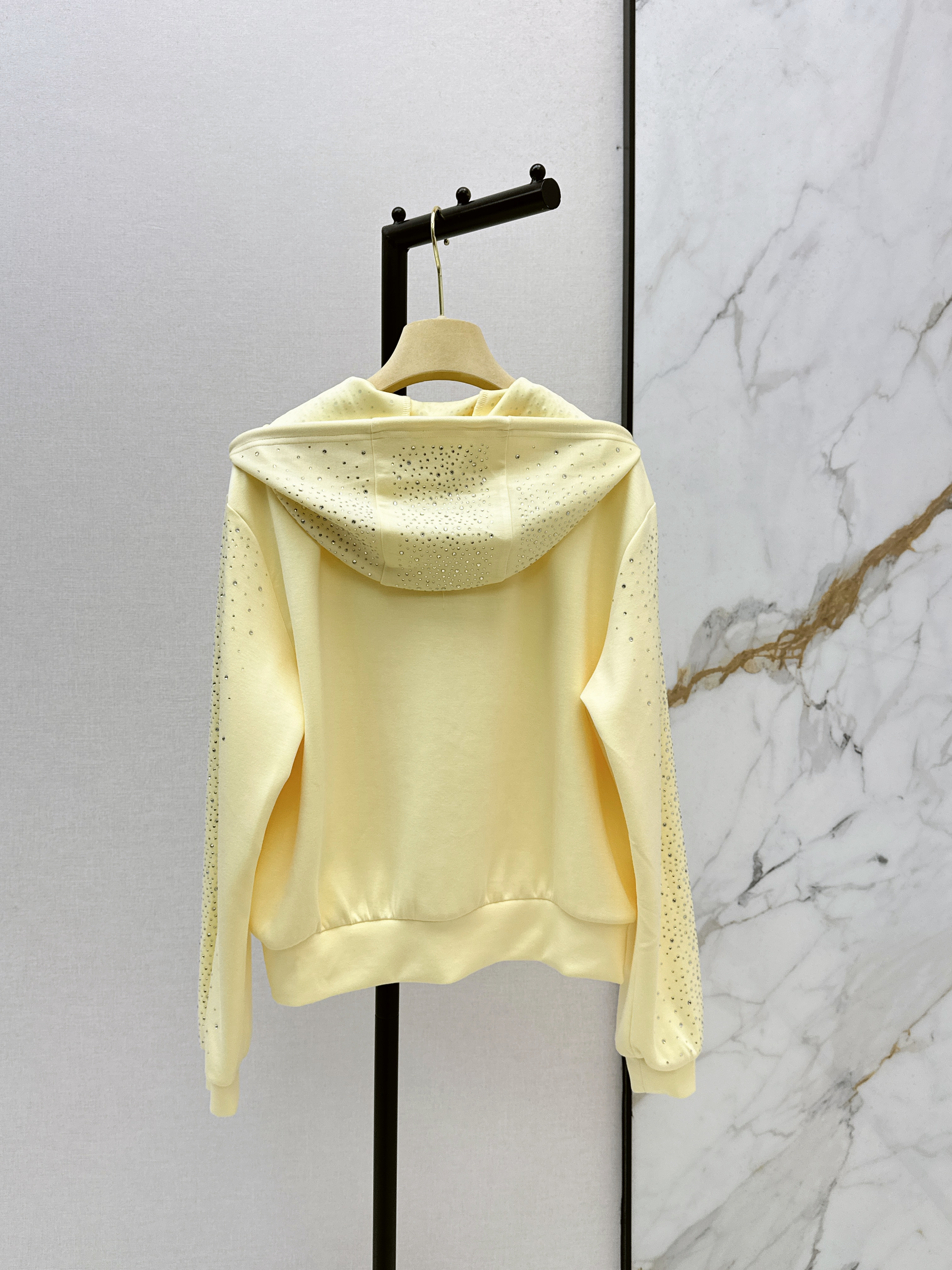Miu 26ss rhinestone hooded jacket
