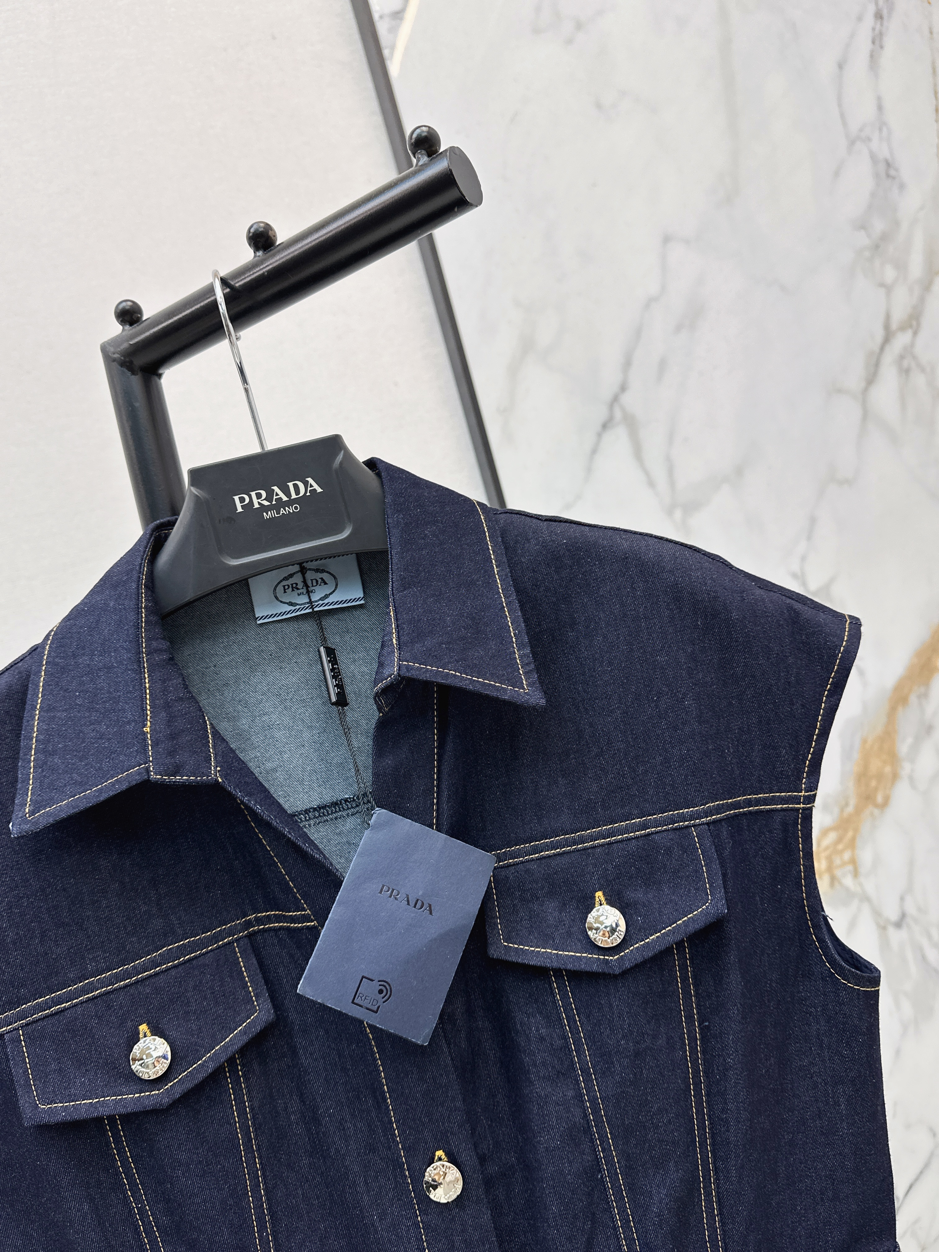 Pra 26ss denim sleeveless dress