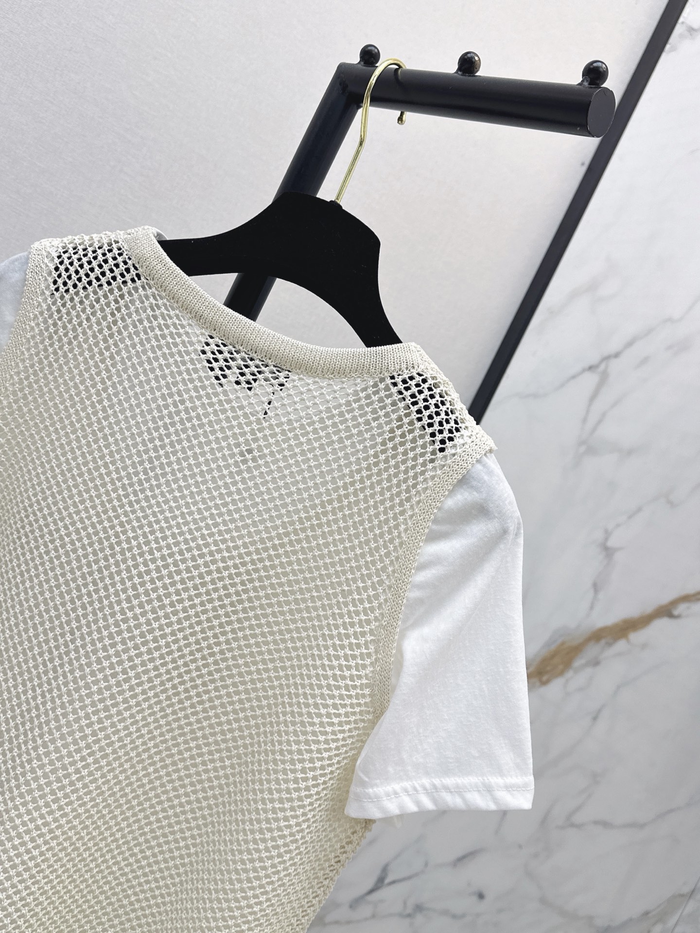 Chan 26ss hollow knit waistcoat