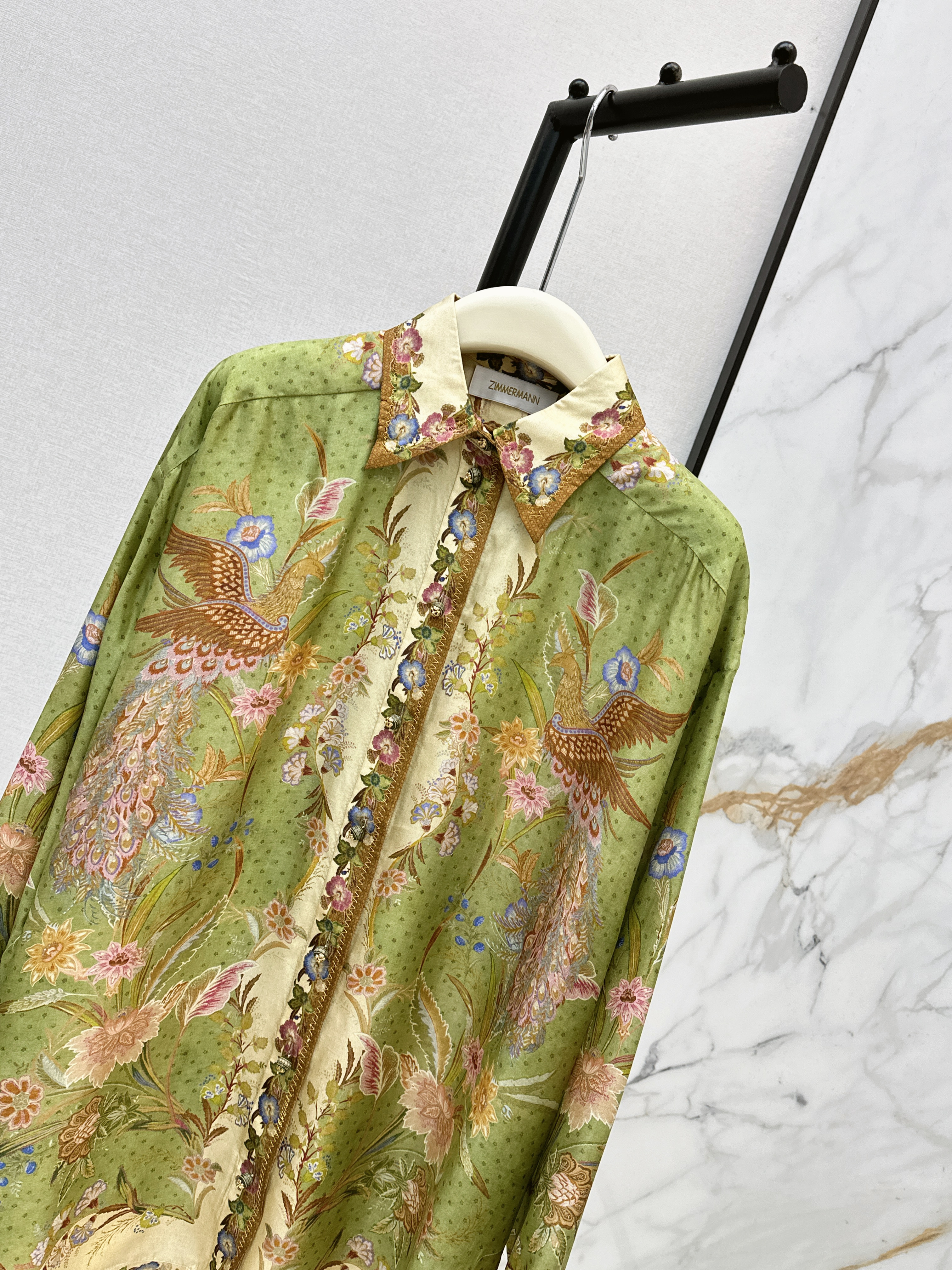 Zimm 26ss print silk shirt