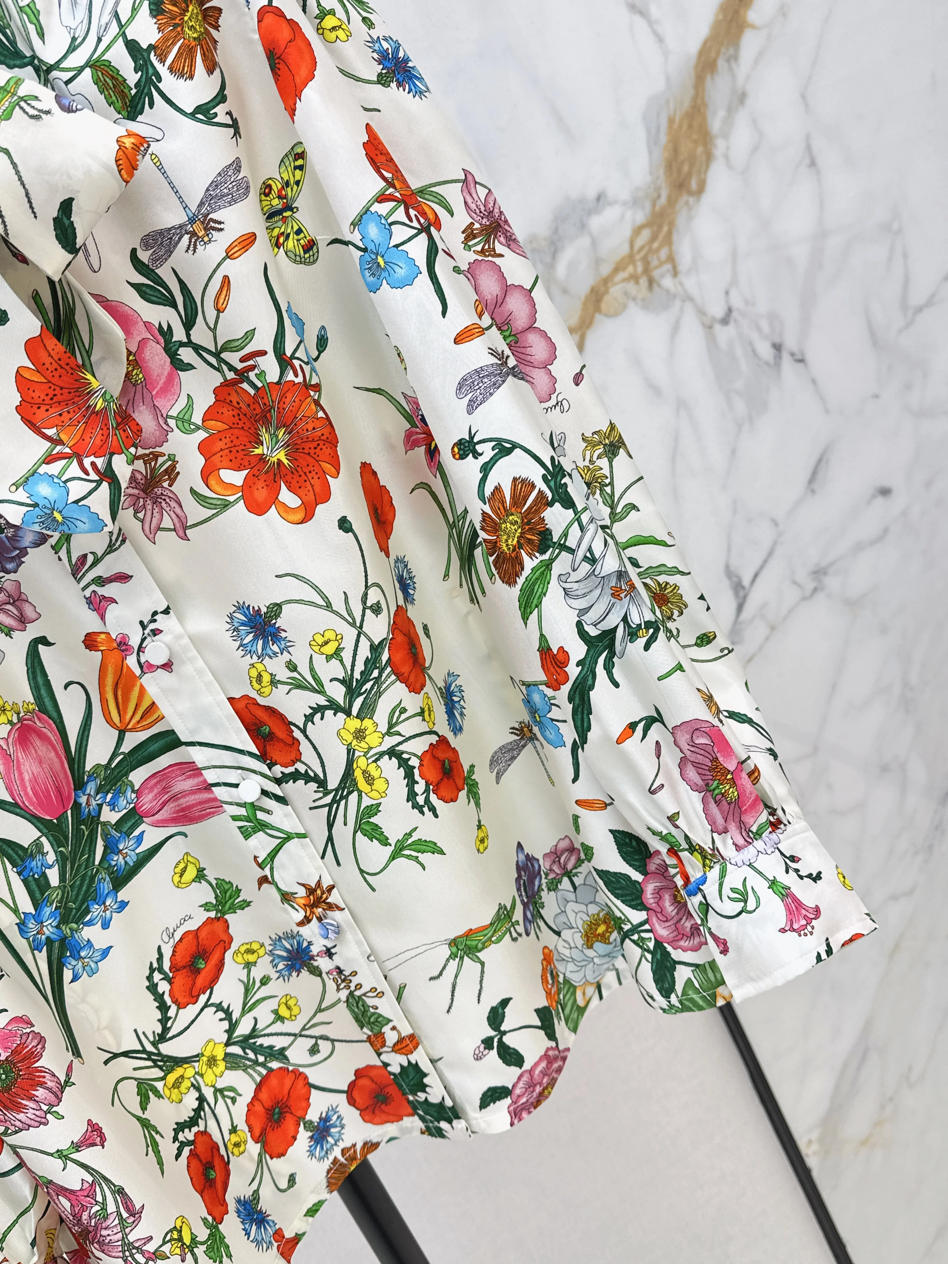 Gucc 26ss flower silk shirts