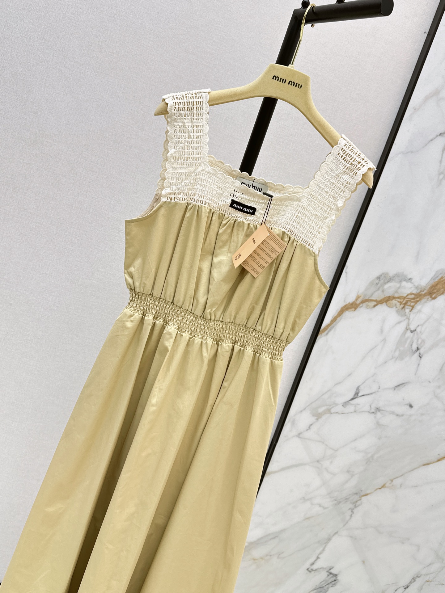 Miu 26ss lace trim slip dress