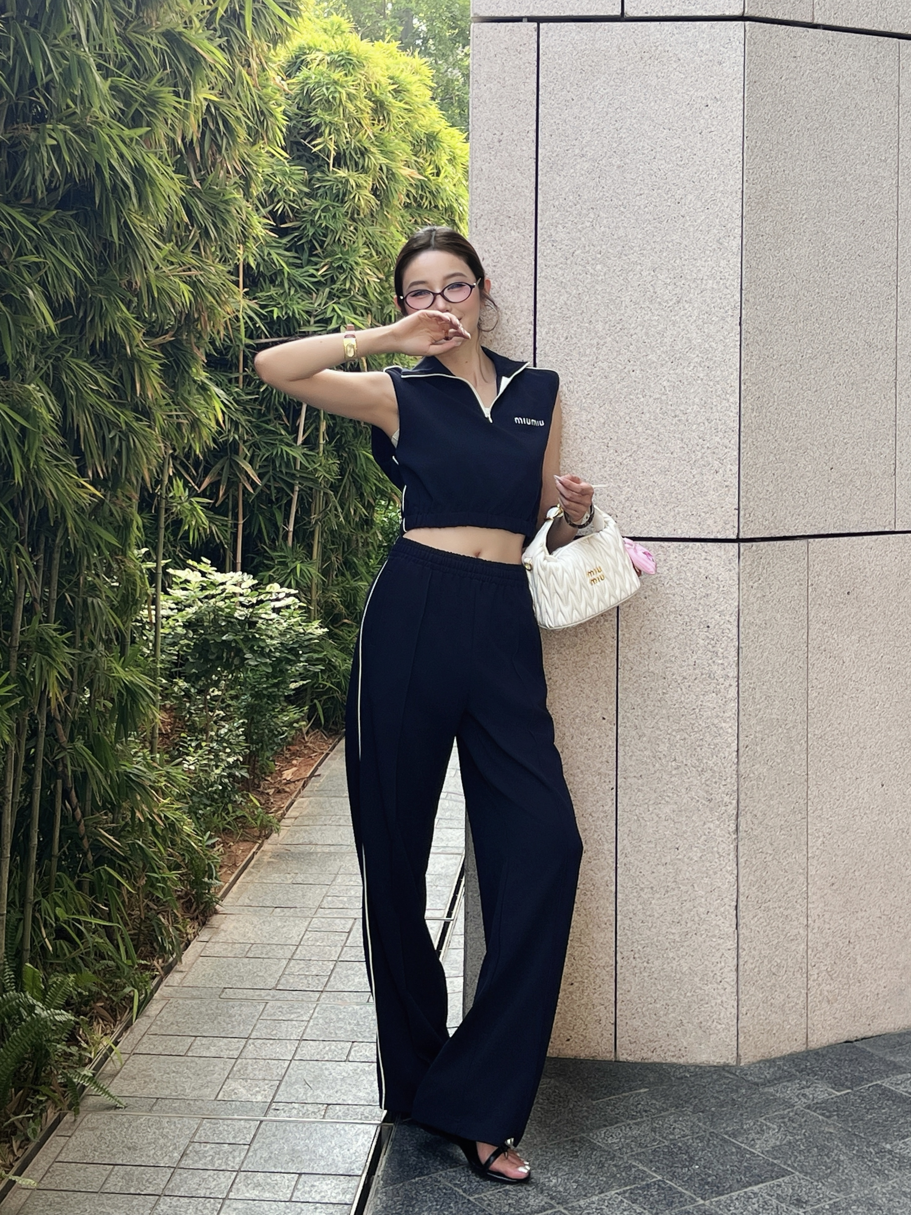 Miu 26ss sleeveless top pants set