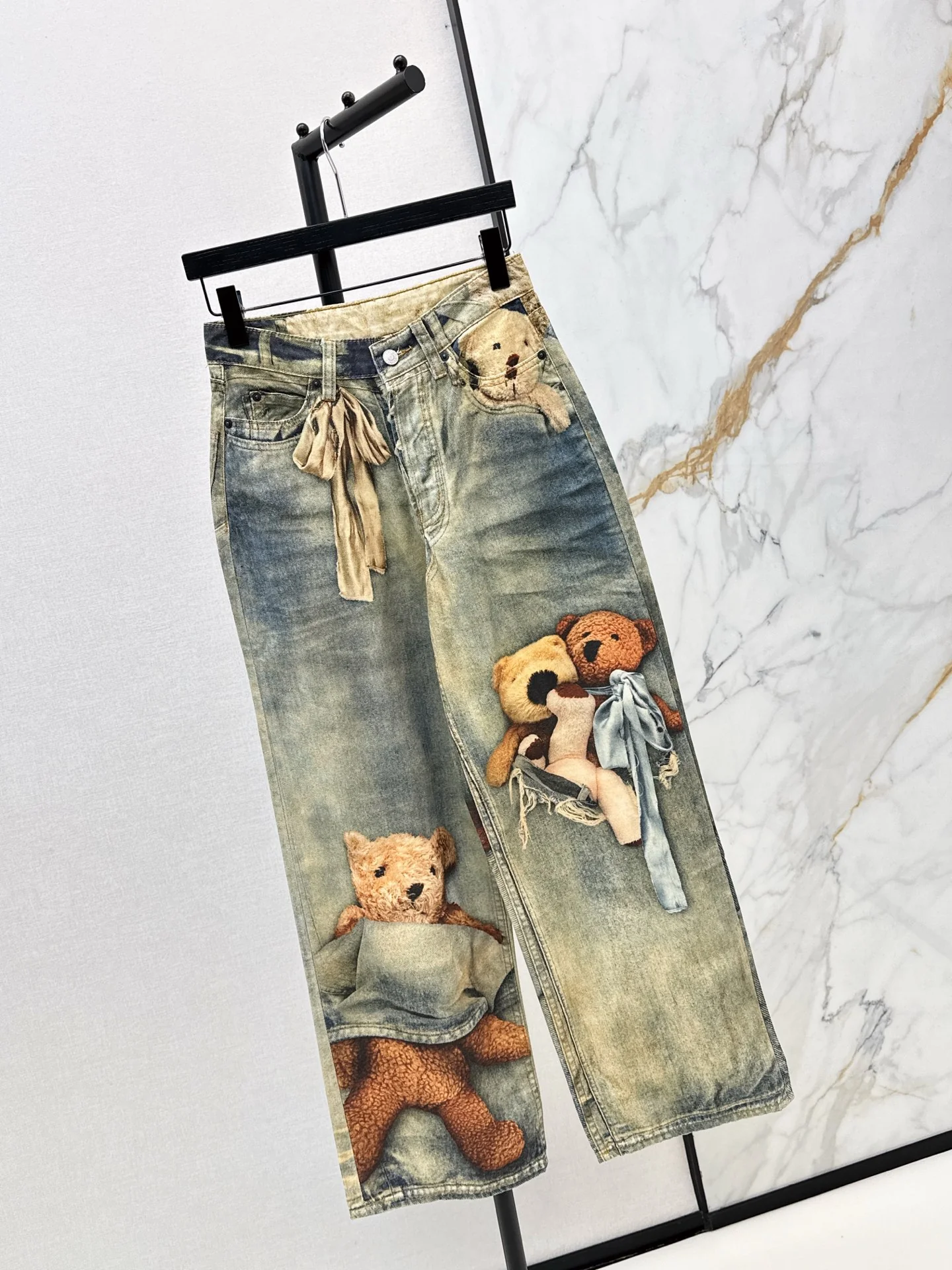 Acn 25fw print denim pants