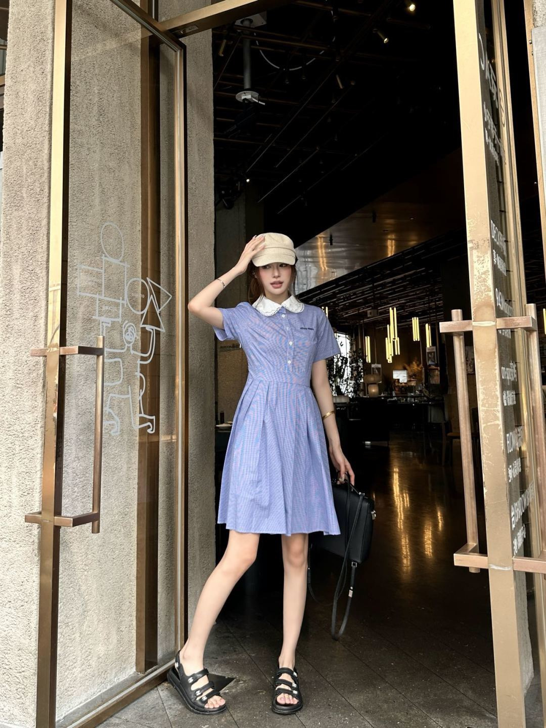 Miu 26ss peter pan collar dress