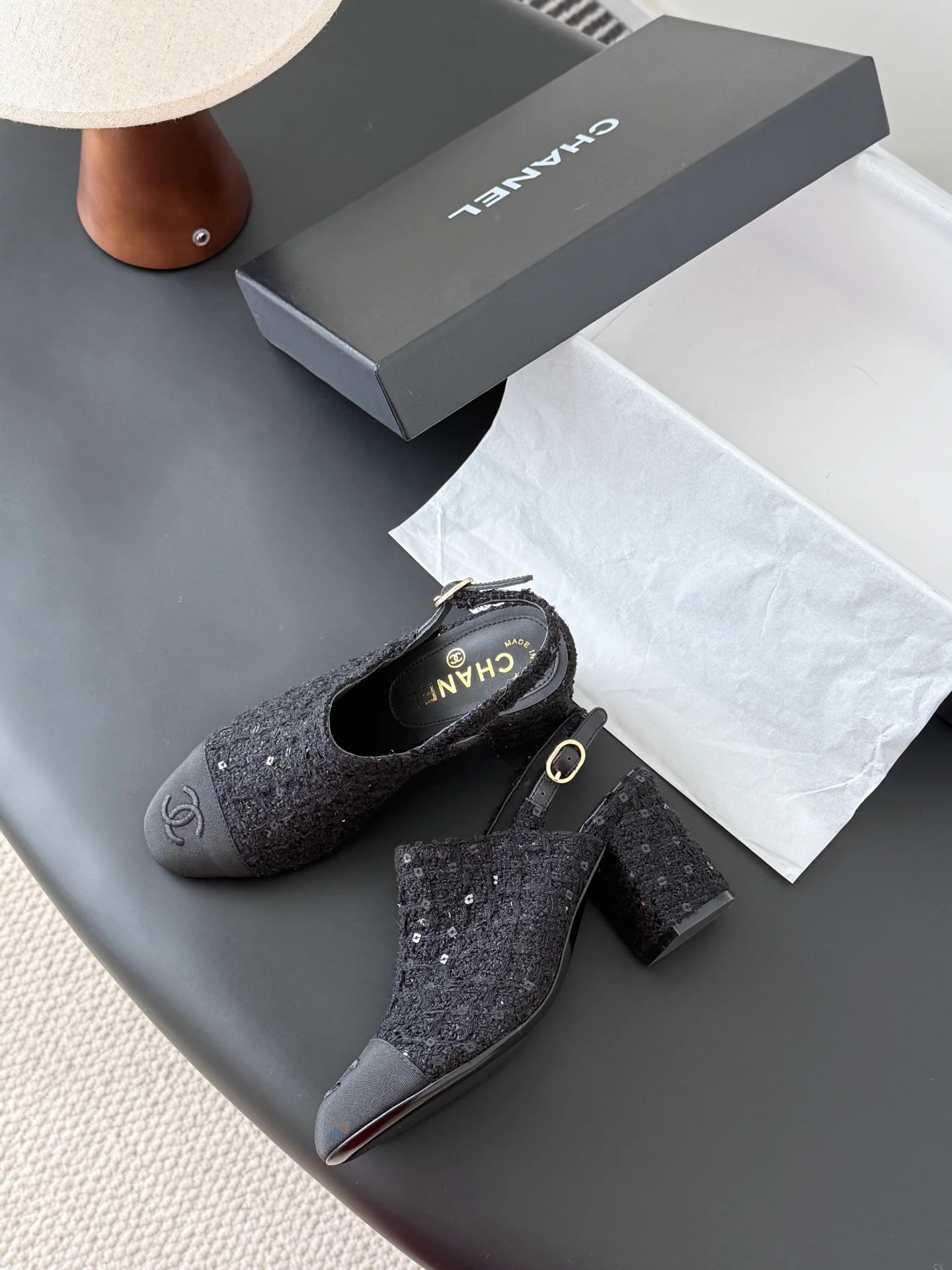 Chan 25fw slingback chunky heels