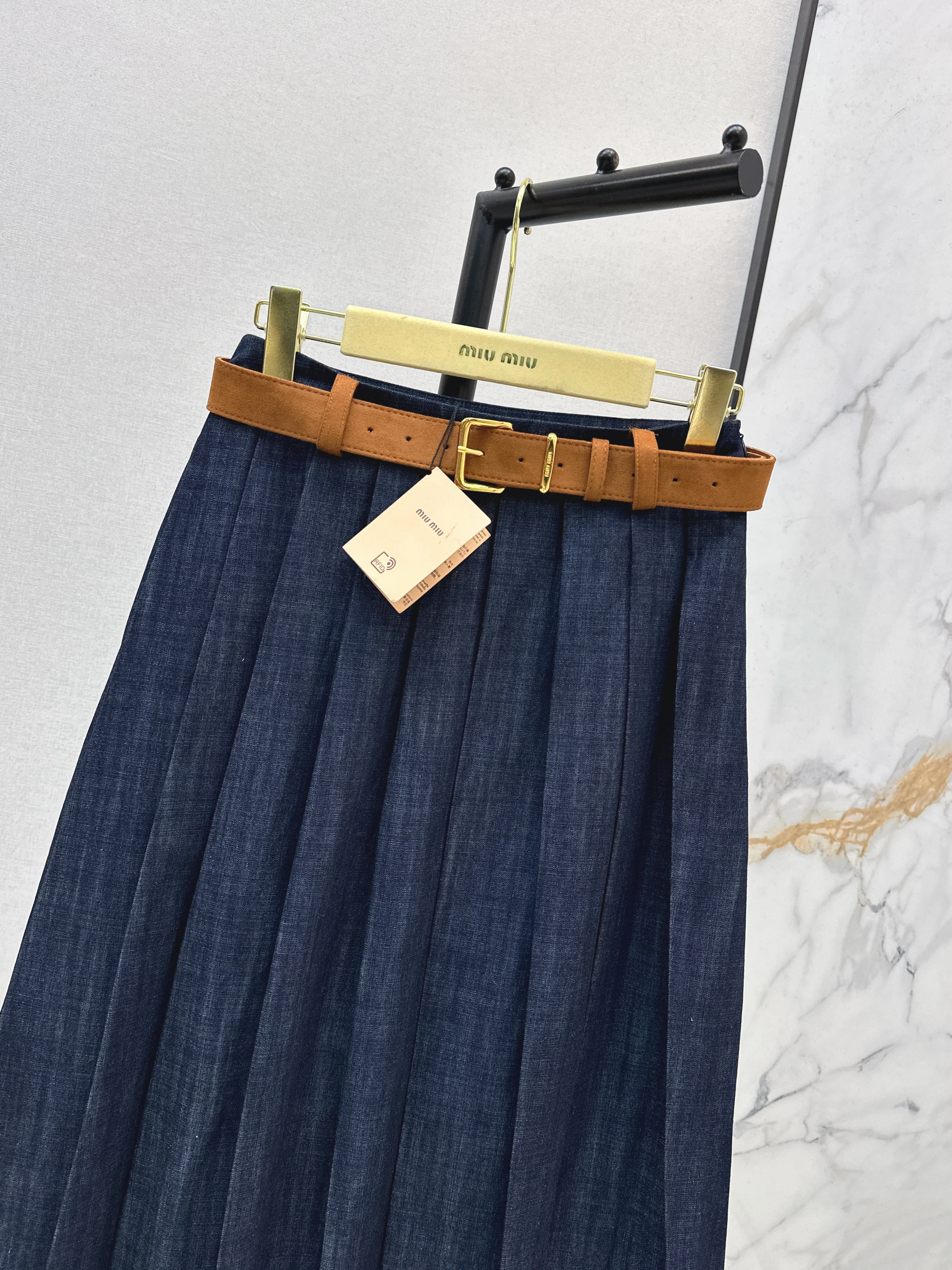 Miu26ss denim skirts with belted