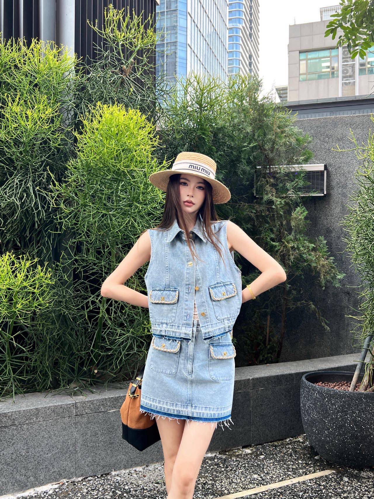 Chan 26ss denim vest jacket