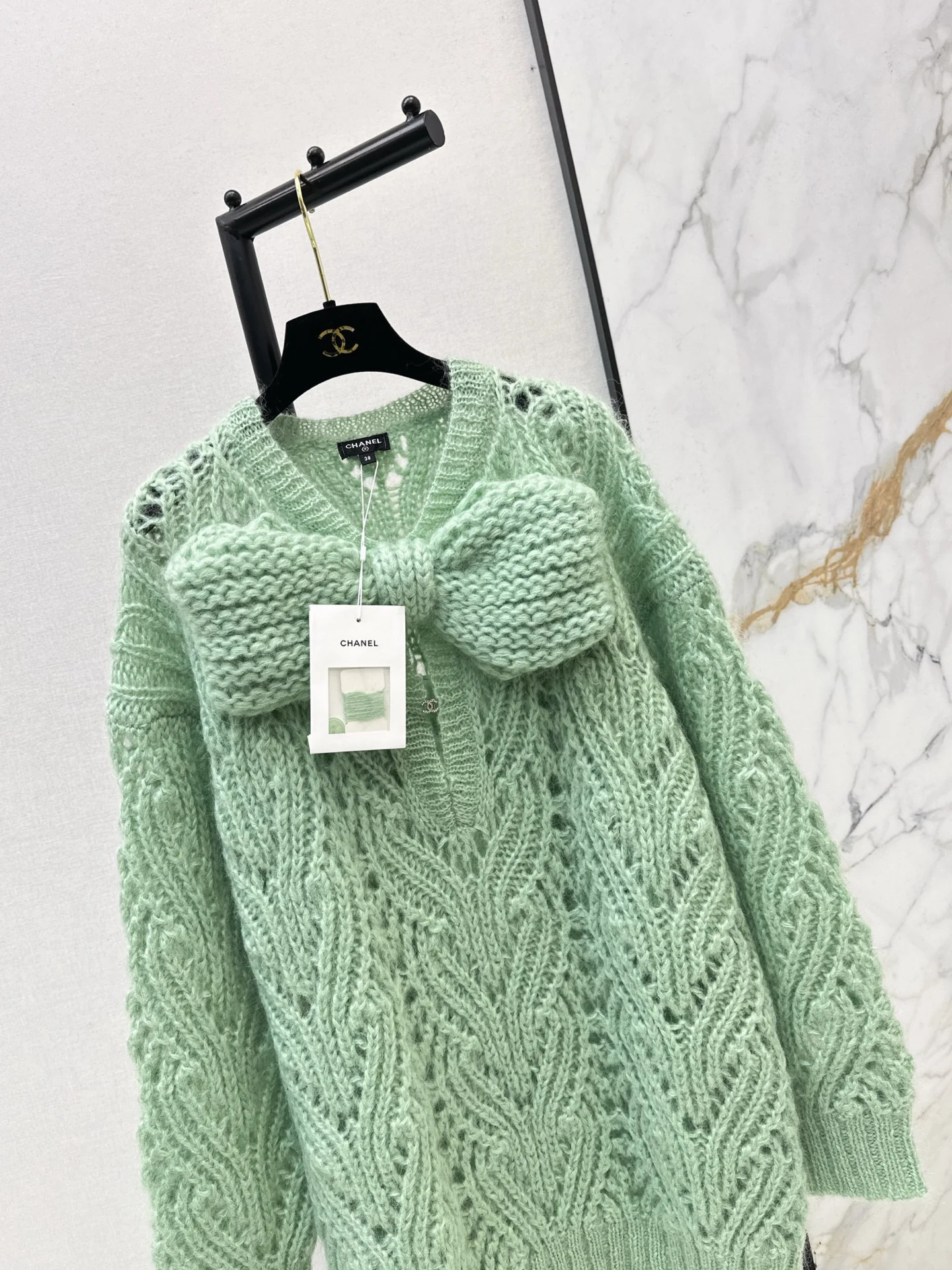 Chan 26ss knit bow dress