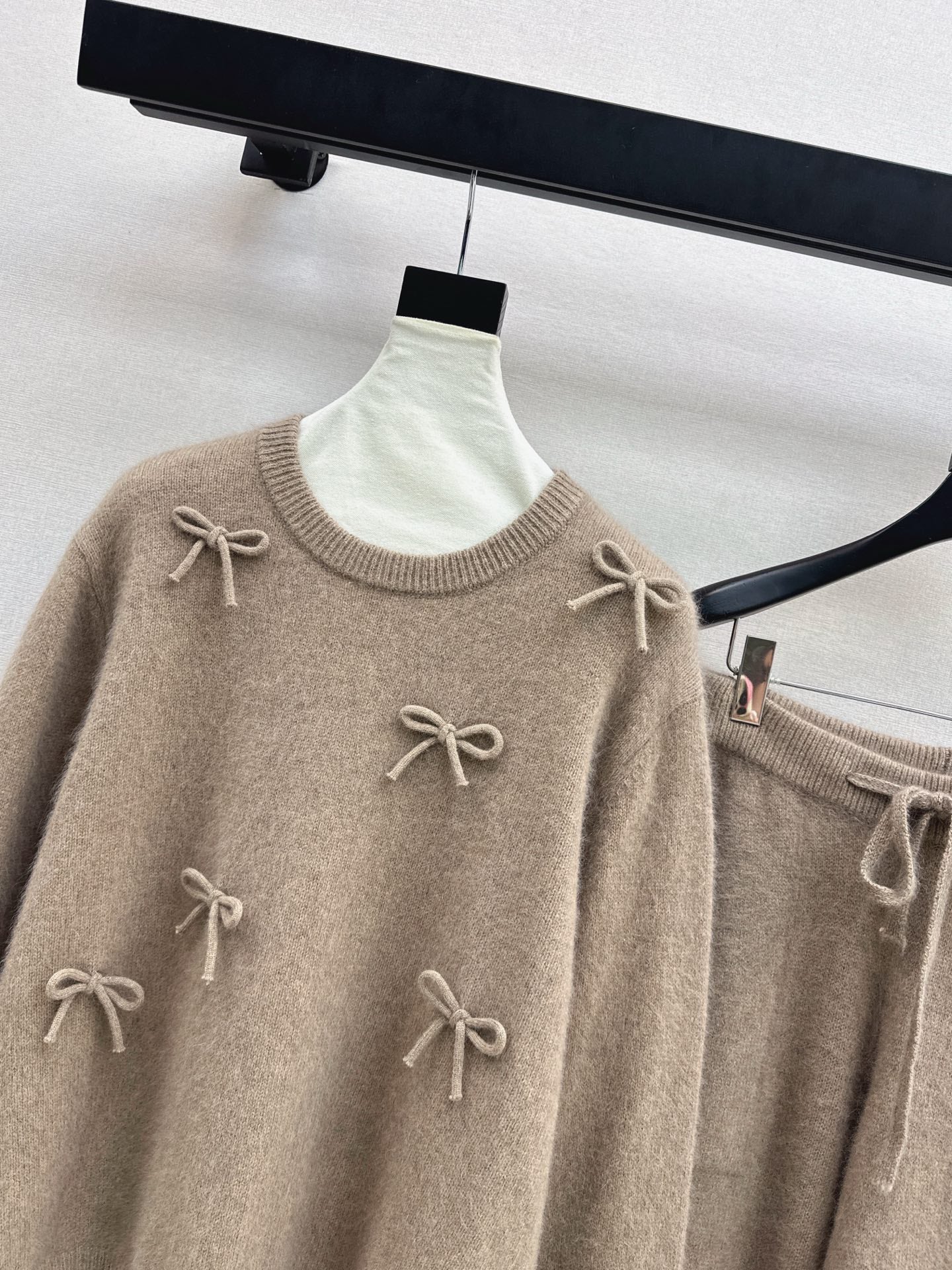 Miu 25fw knit bow sweater+pants outfit sets