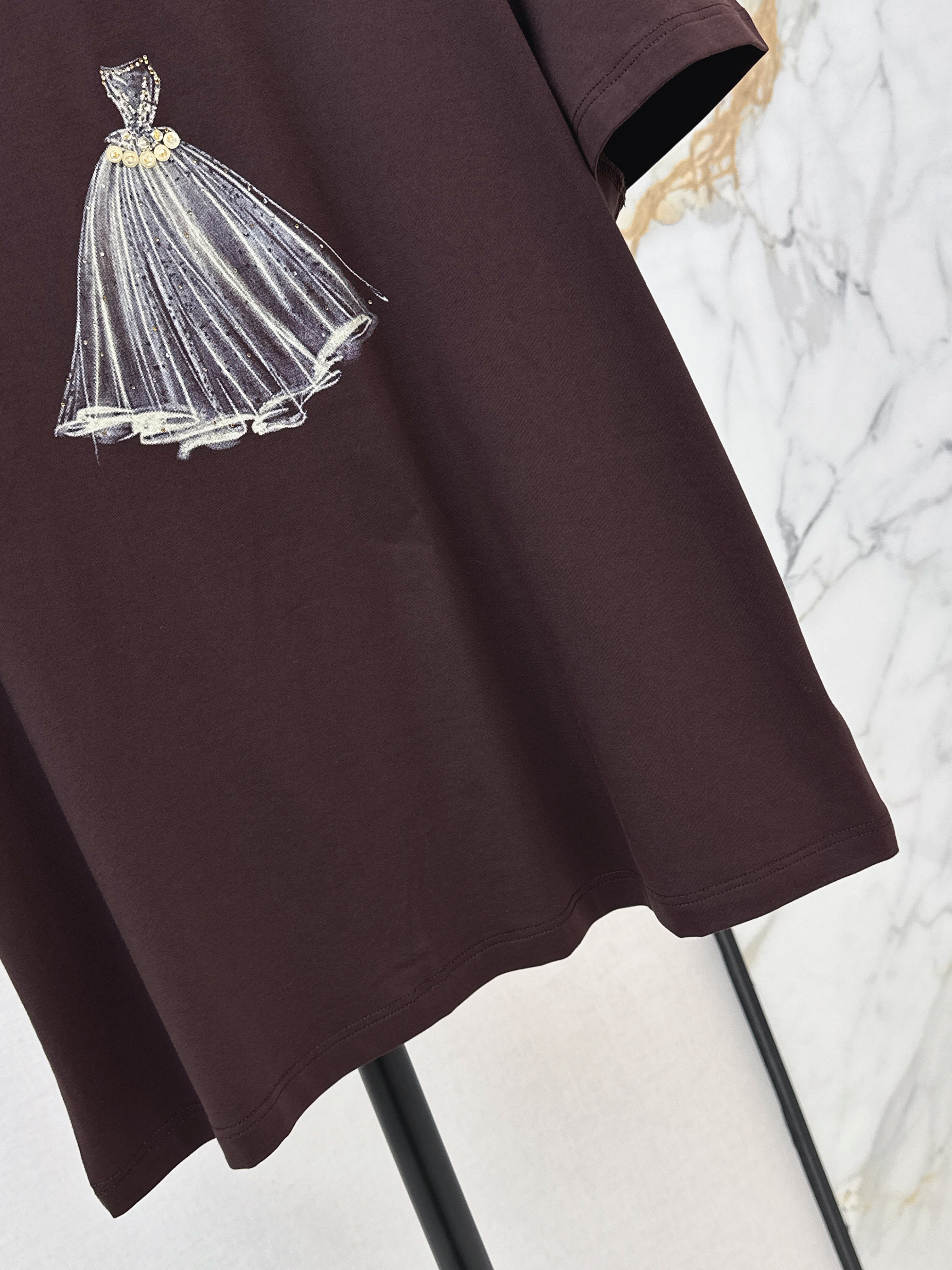 Chan 26ss beading print t-shirt
