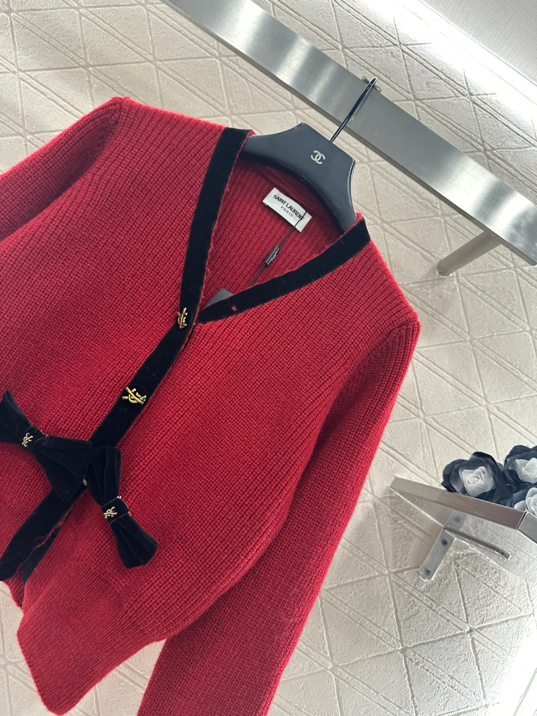 Saint 25fw bow knit cardiagn