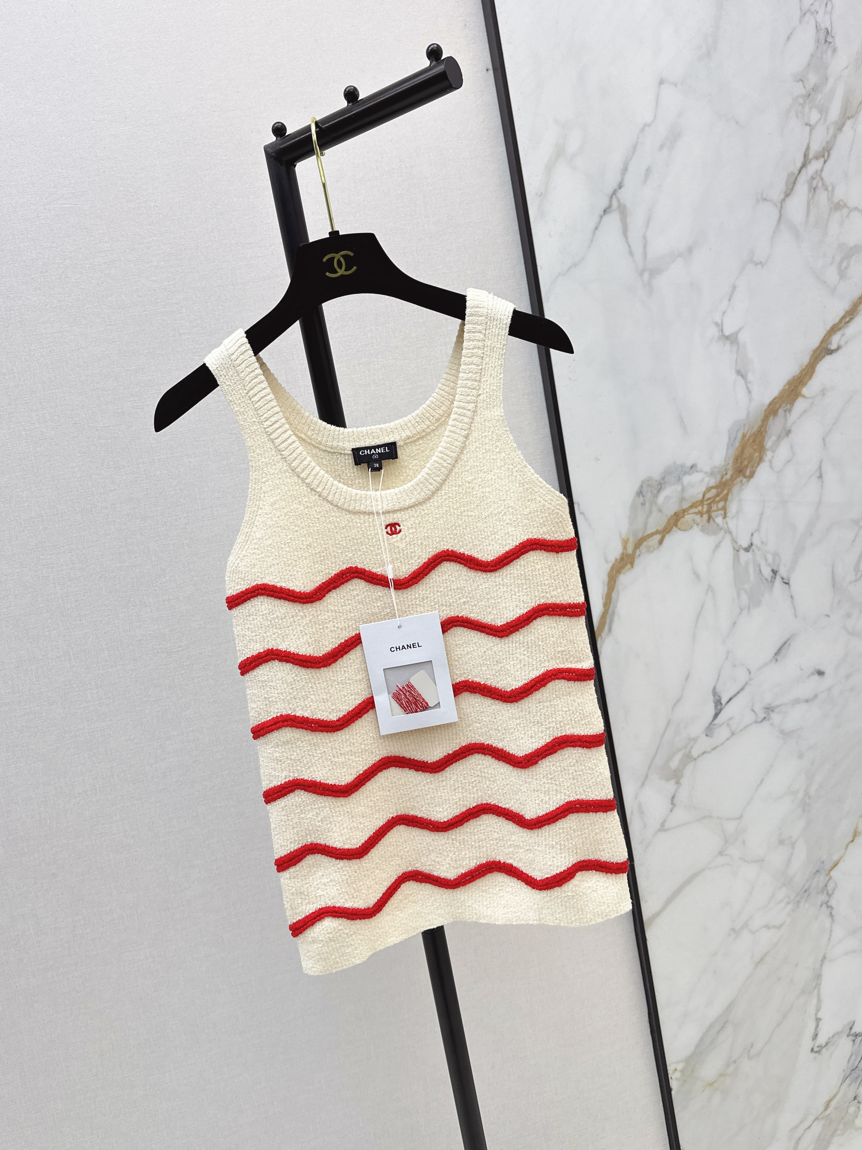 Chan 26ss stripe knit vest