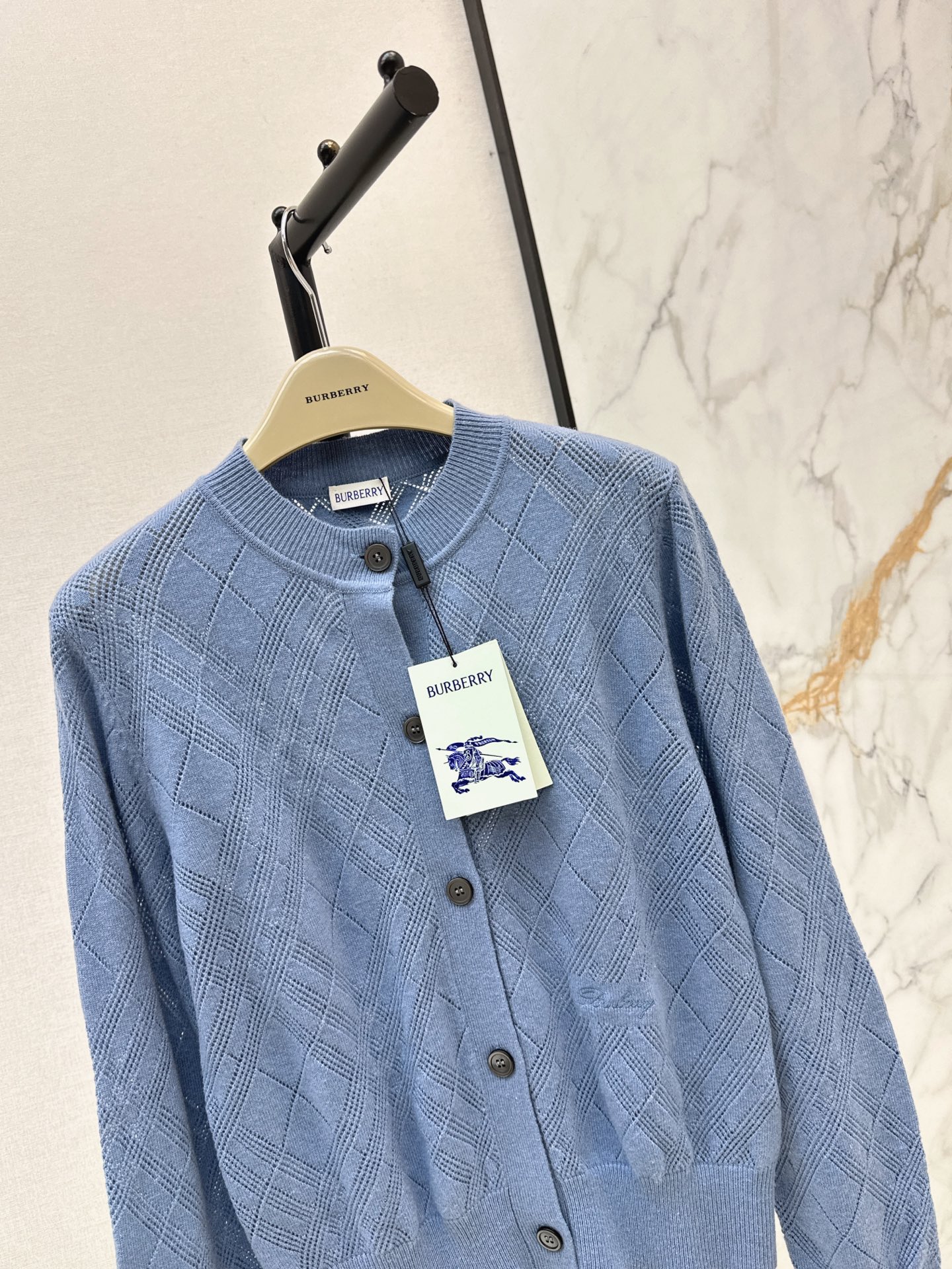 Bur 26ss check jacquard knit cardigan