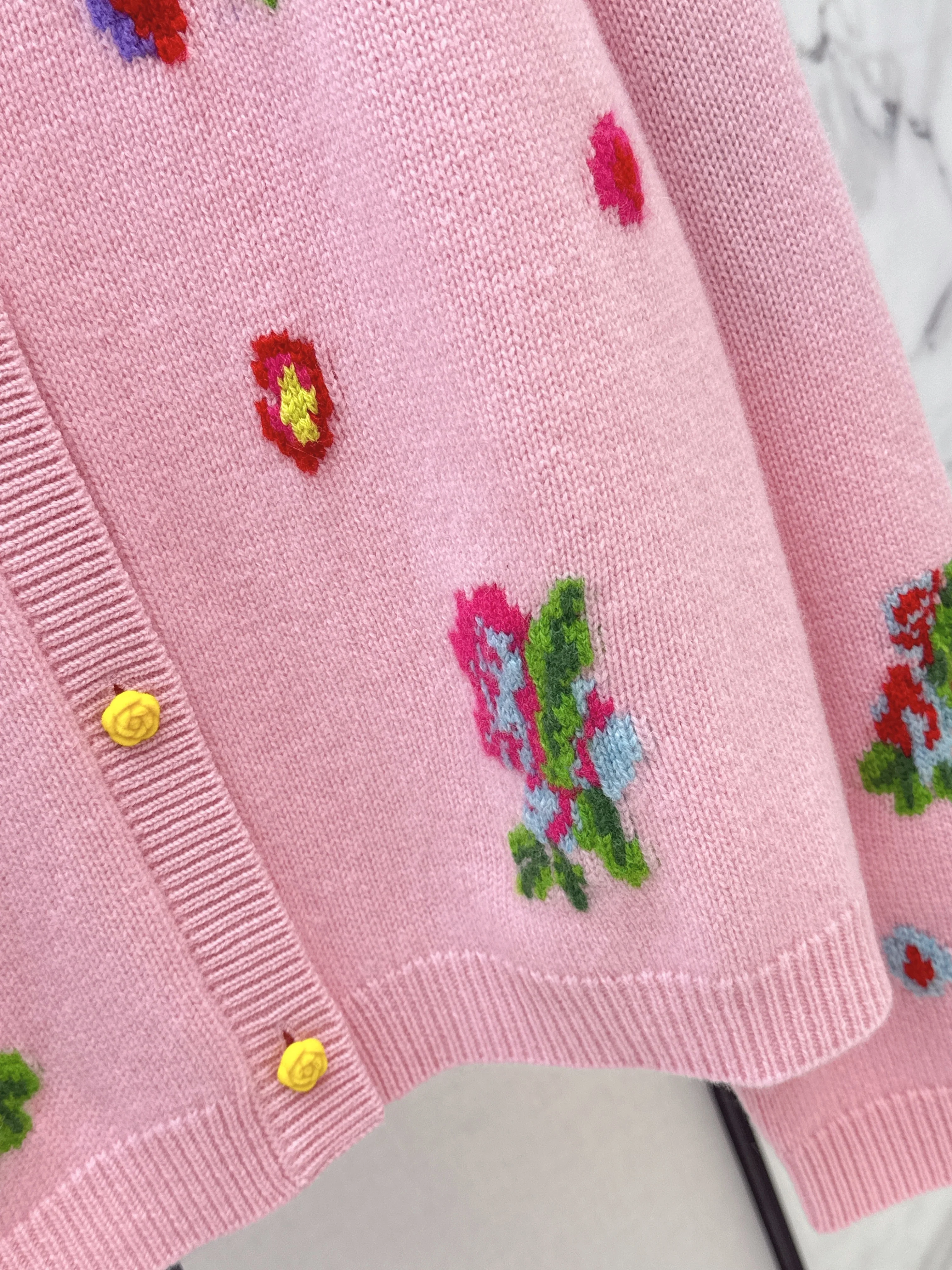 Erdo 26ss intarsia cashmere cardigan