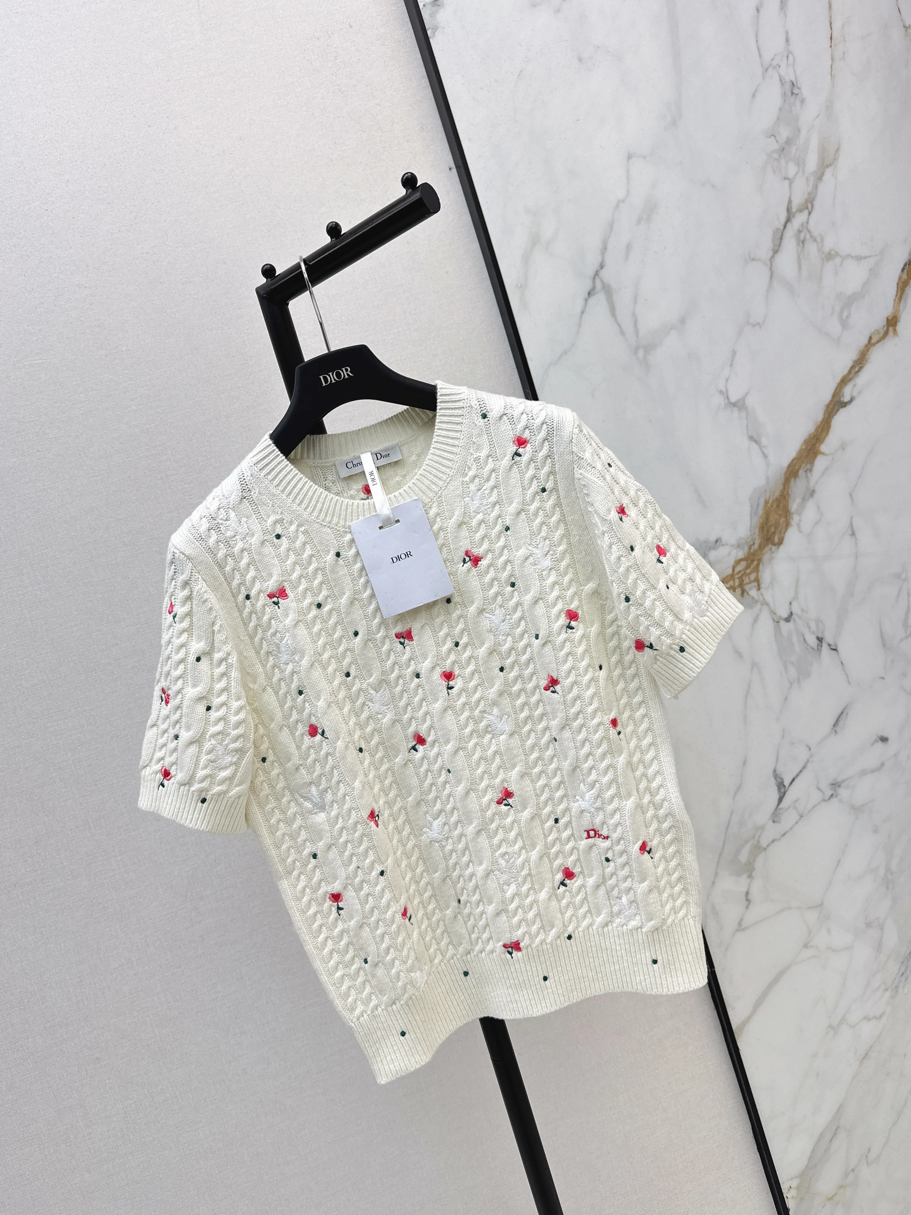 CD 26ss embroidery short sleeve knitwear
