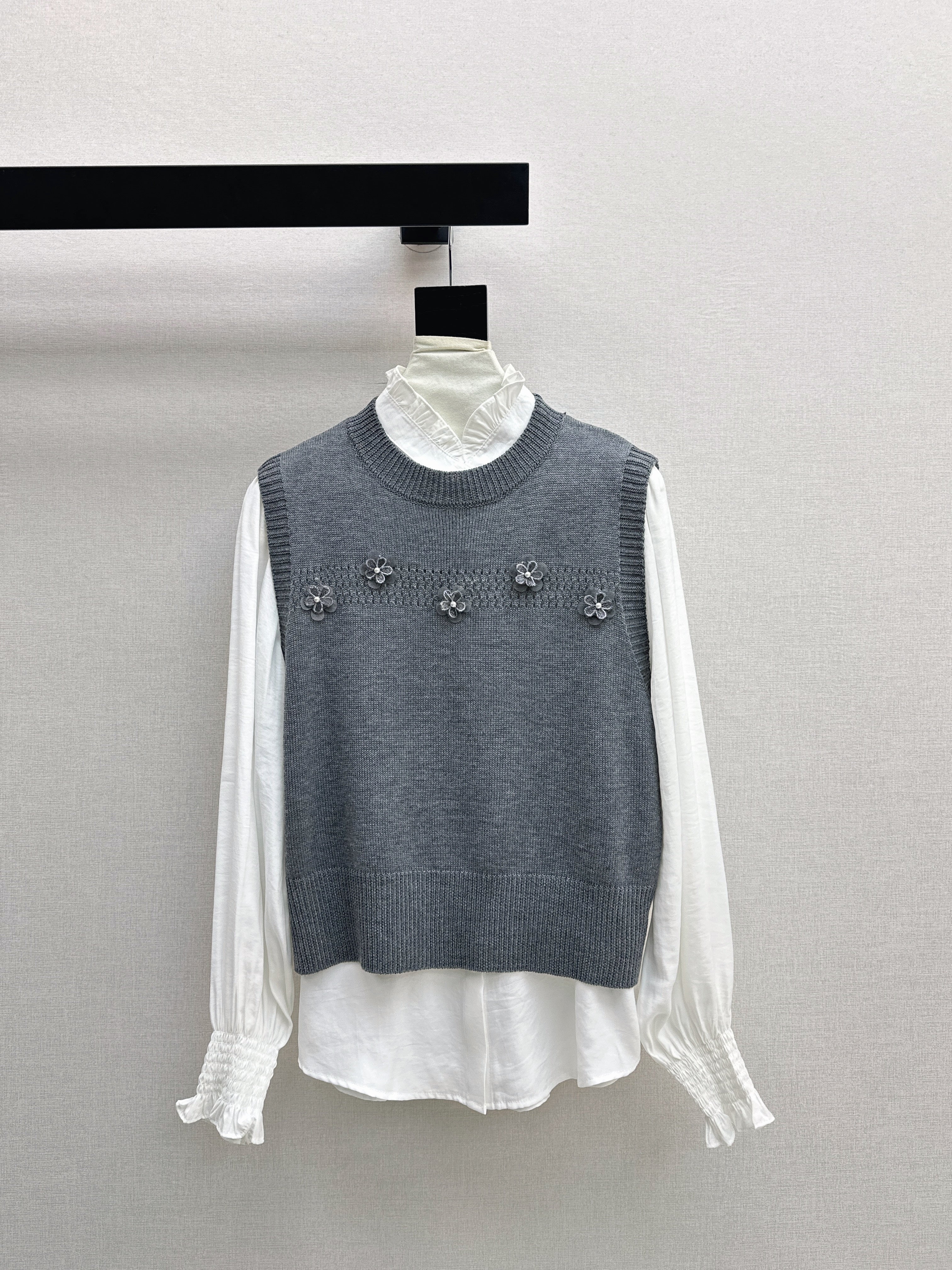 Chan 26ss elegant shirts knit vest
