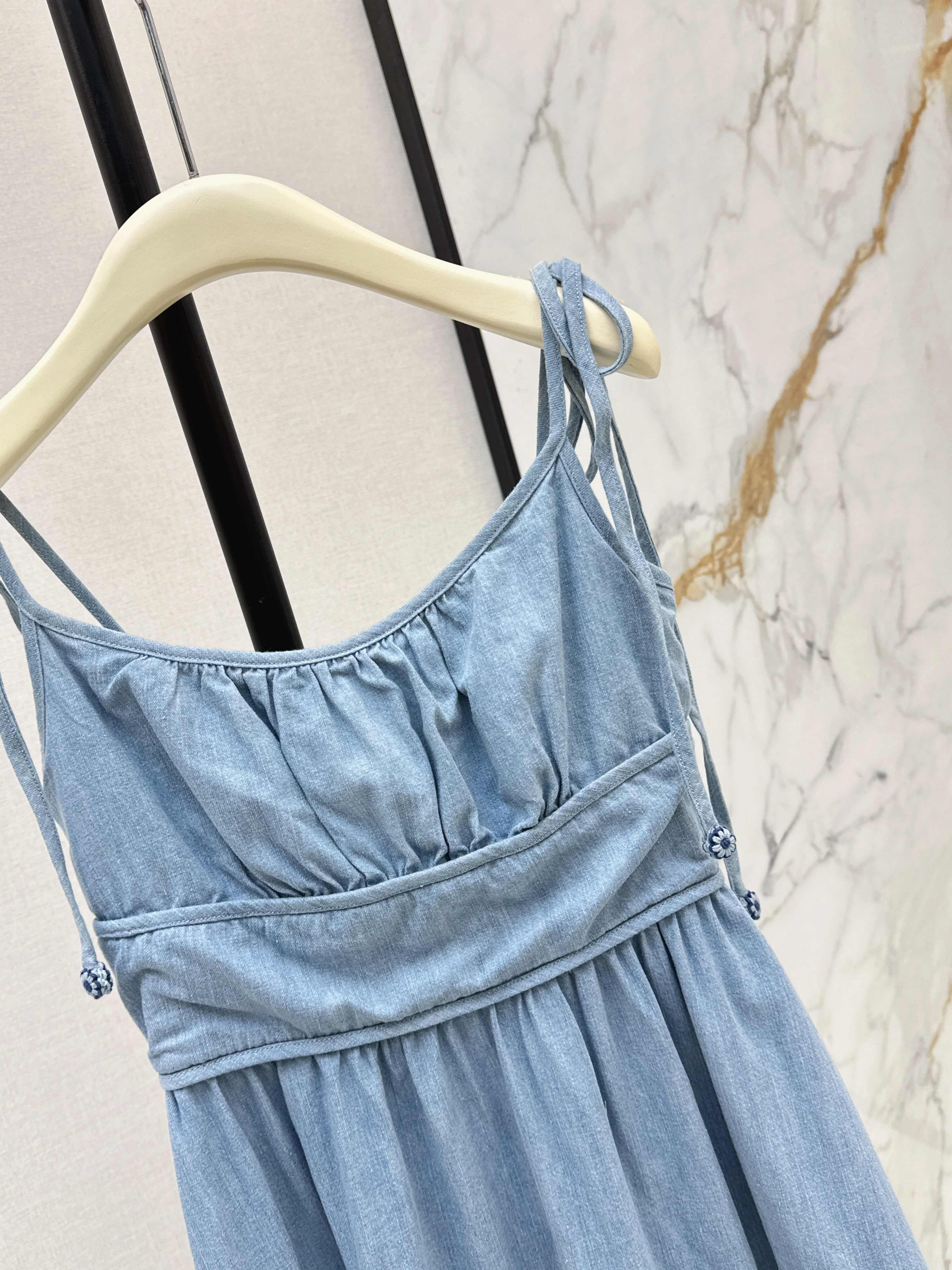 Zimm 26SS Tie-Strap Embroidered Midi Dress