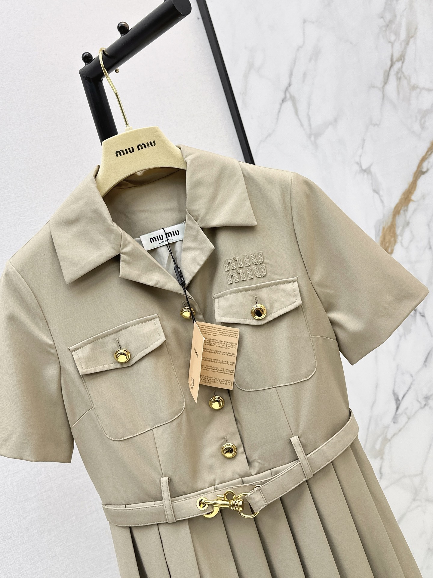 Miu 26ss pleated shirt dress