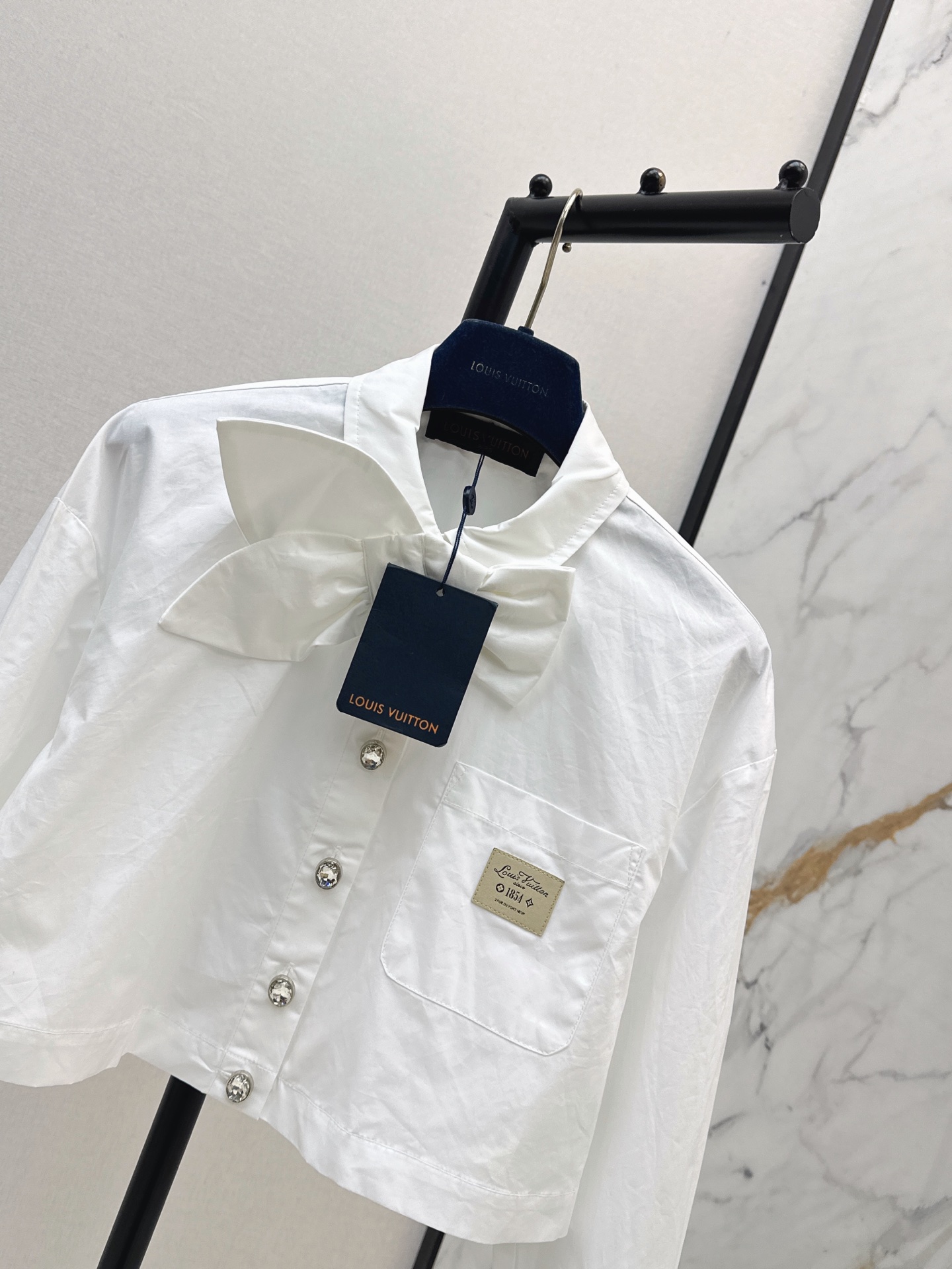Loui 26ss bow cropped shirt