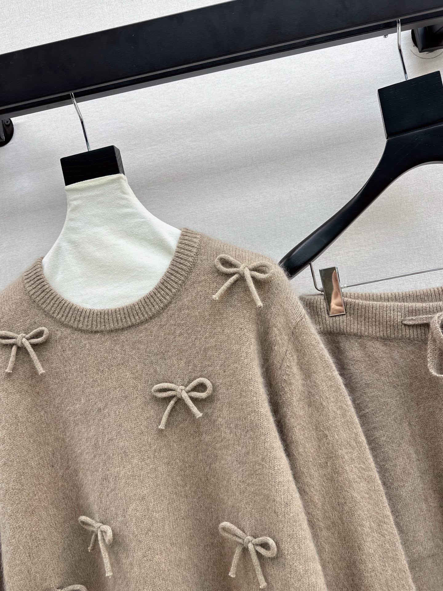 Miu 25fw knit bow sweater+pants outfit sets