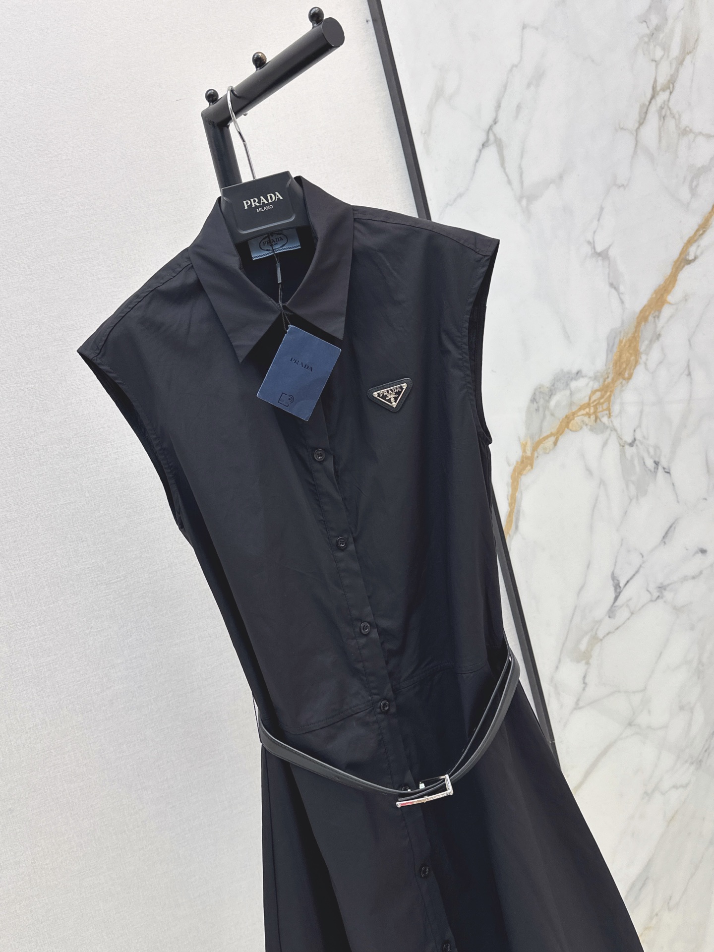 Pra 26ss sleeveless belted shirt dress