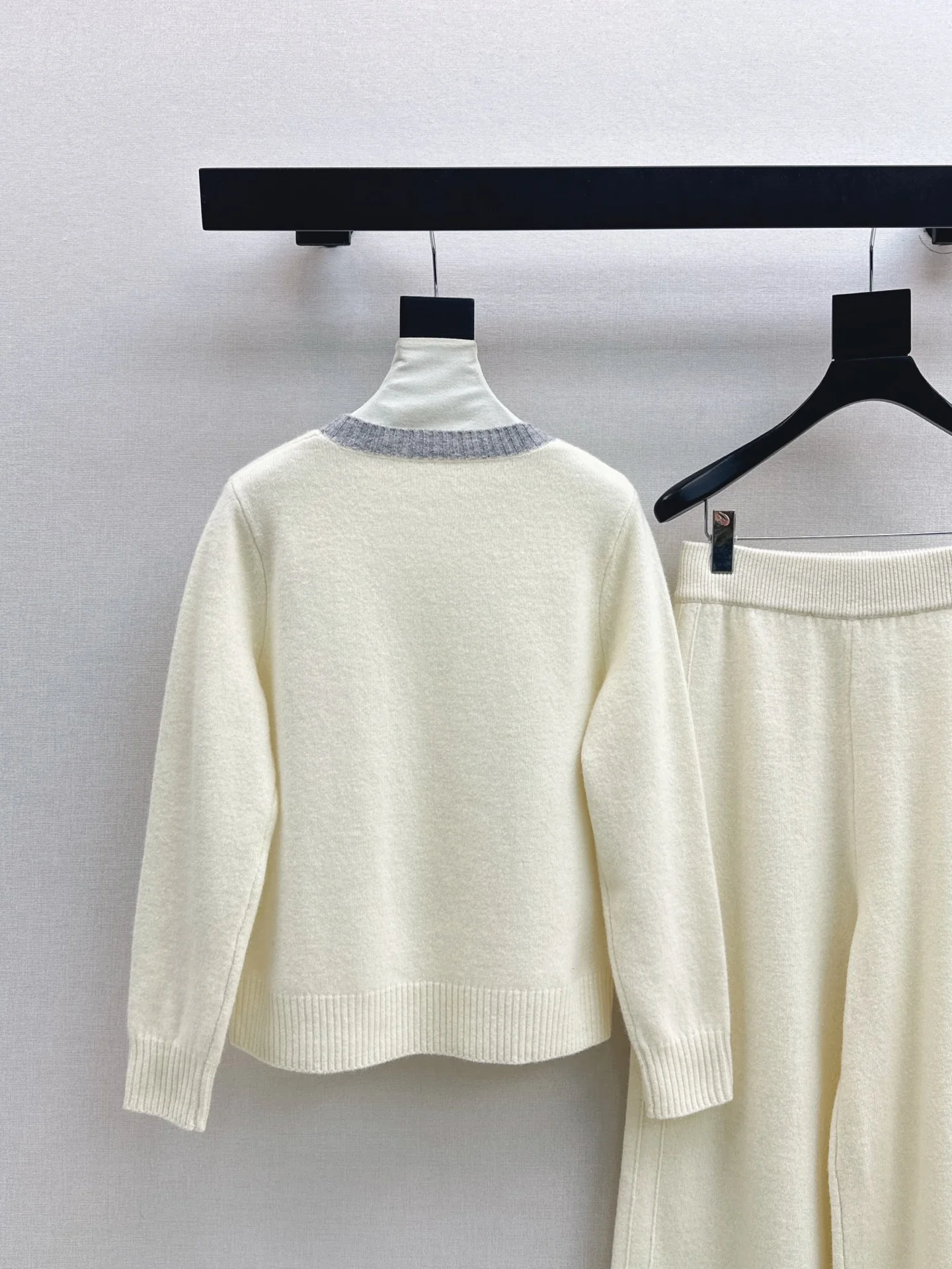 Prad 25fw wool sweater +wide-leg pants outfit set