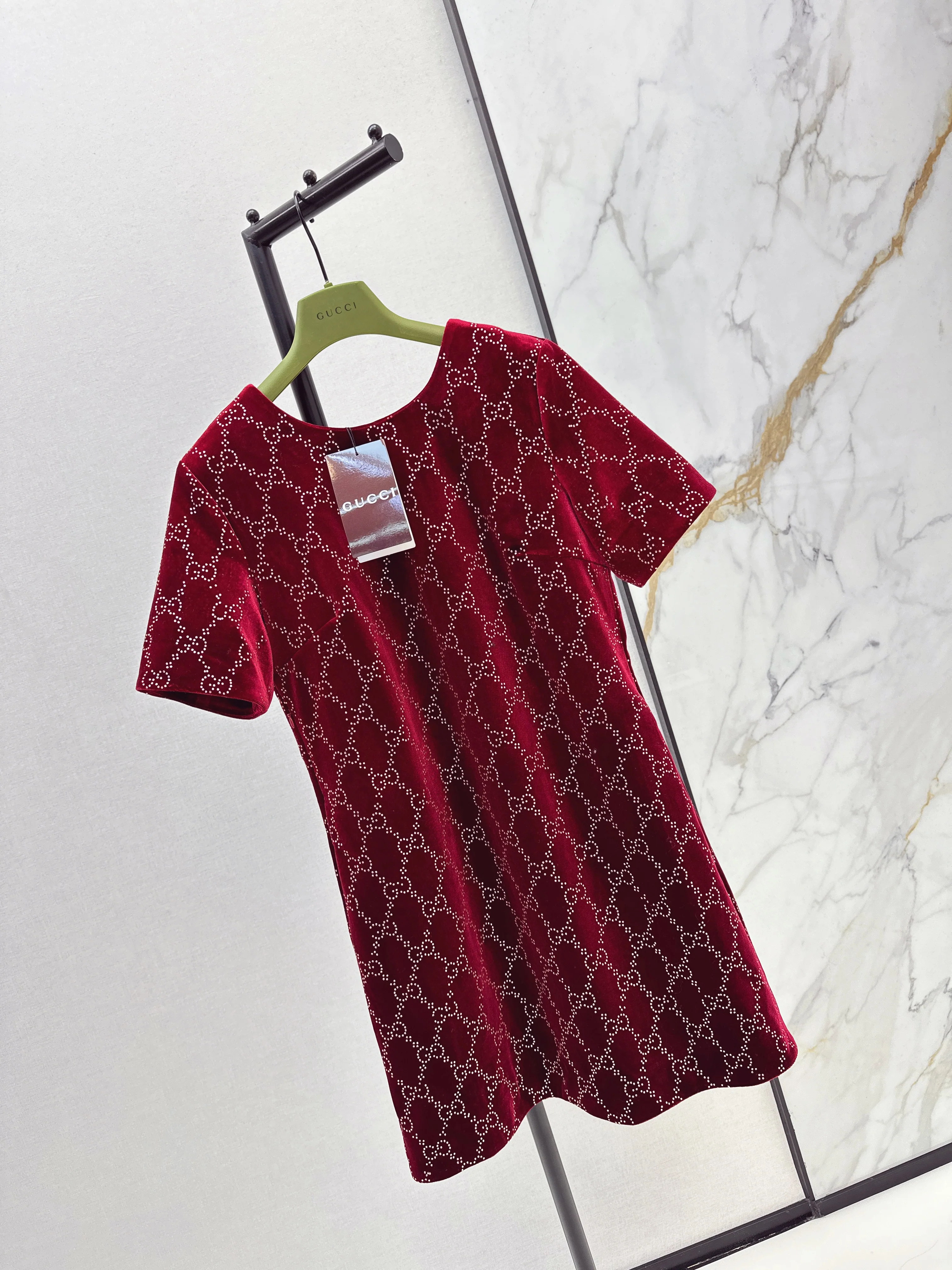 Gucc 26ss rhinestone dress