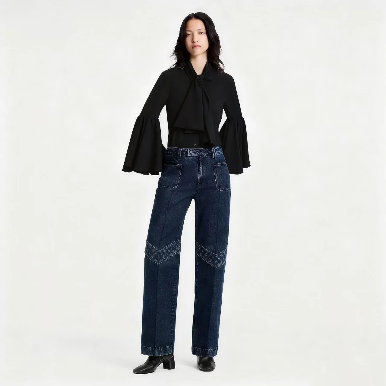 Louis 25fw ribbon flare sleeve shirt