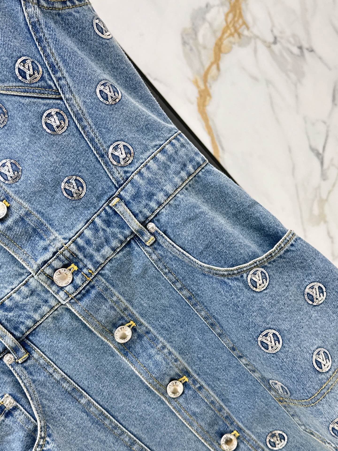 Loui 26ss sequin denim dress