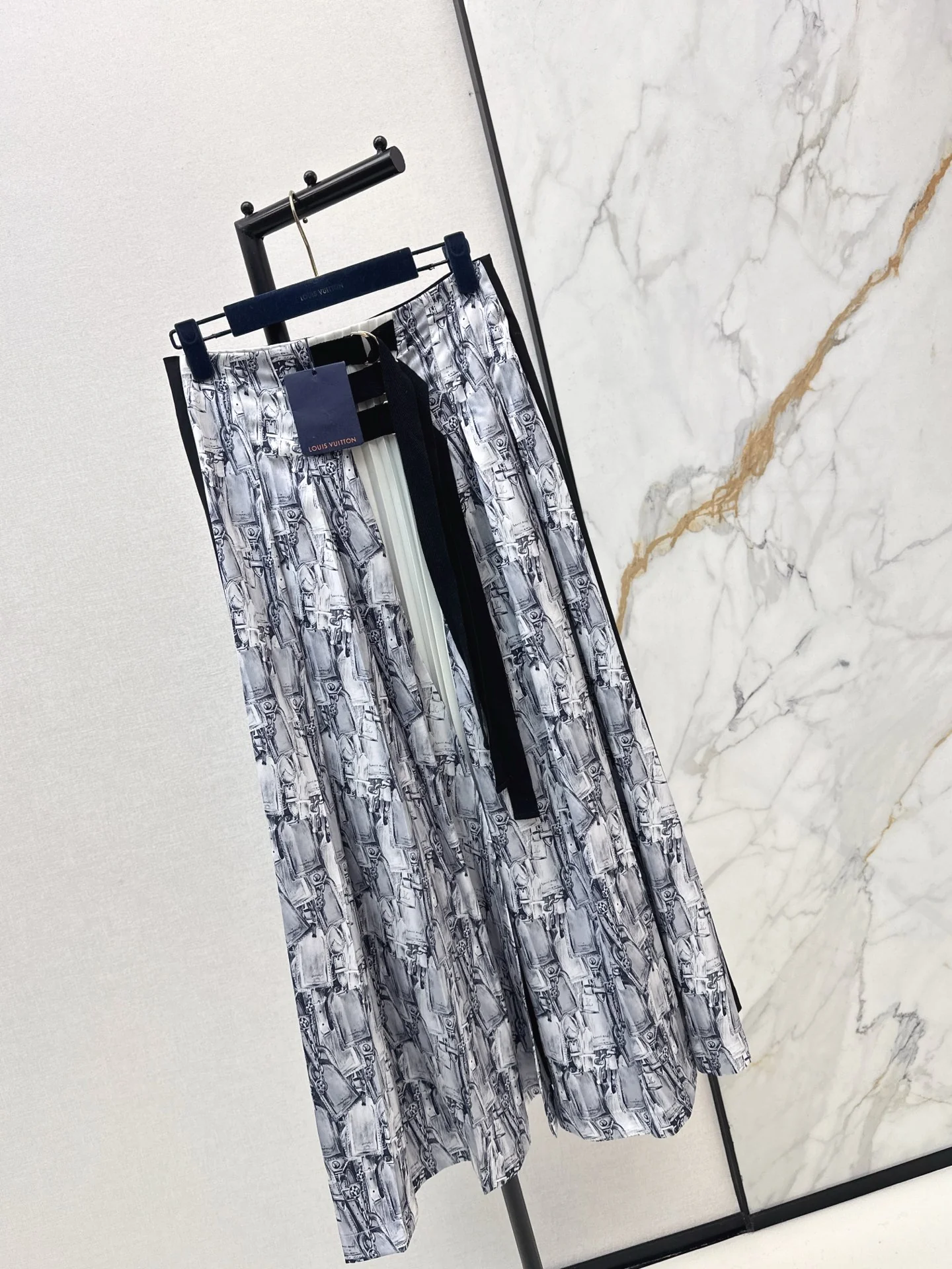 Louis 26ss print pleated skirts