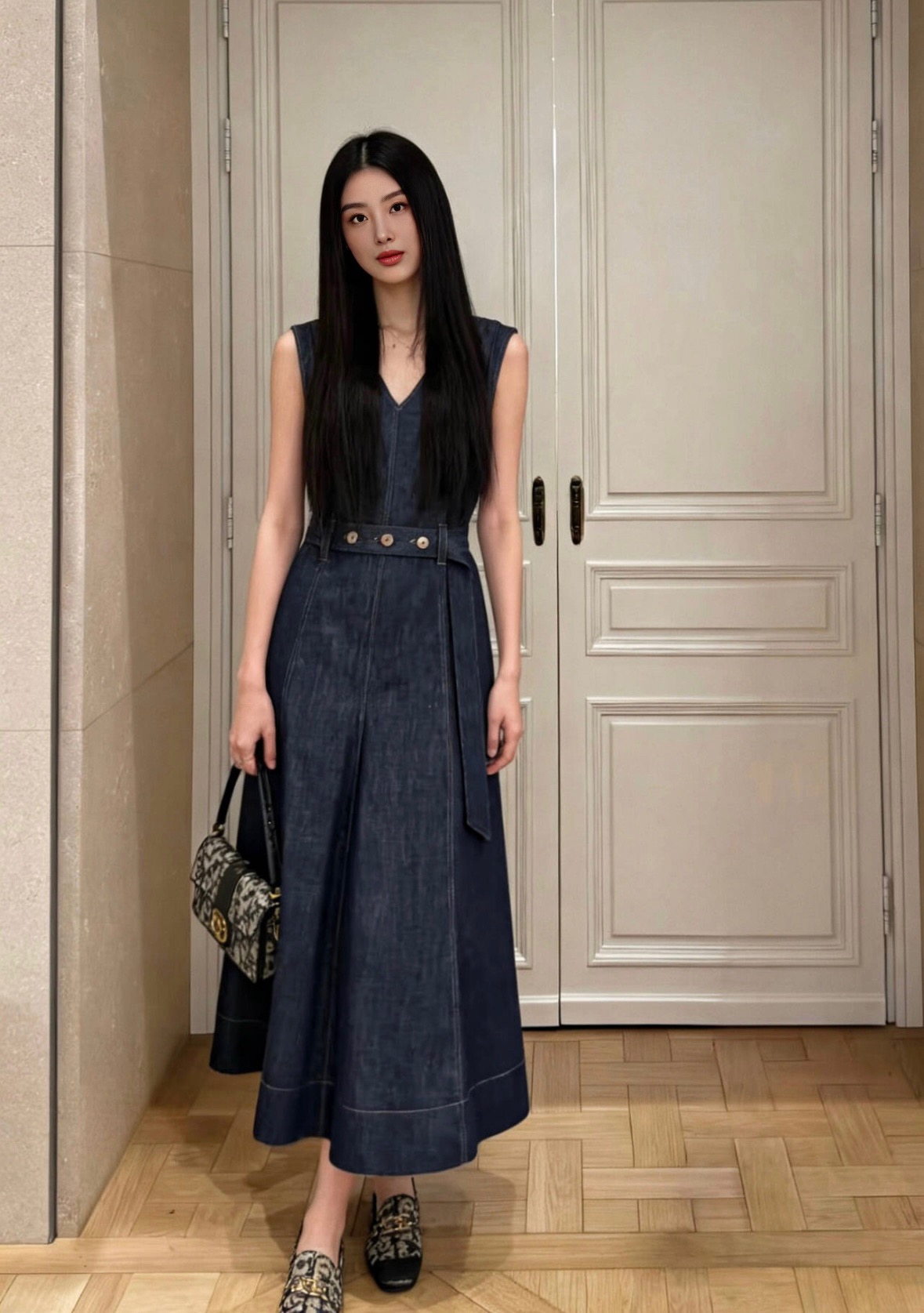 Brun 26ss sleeveless denim dress