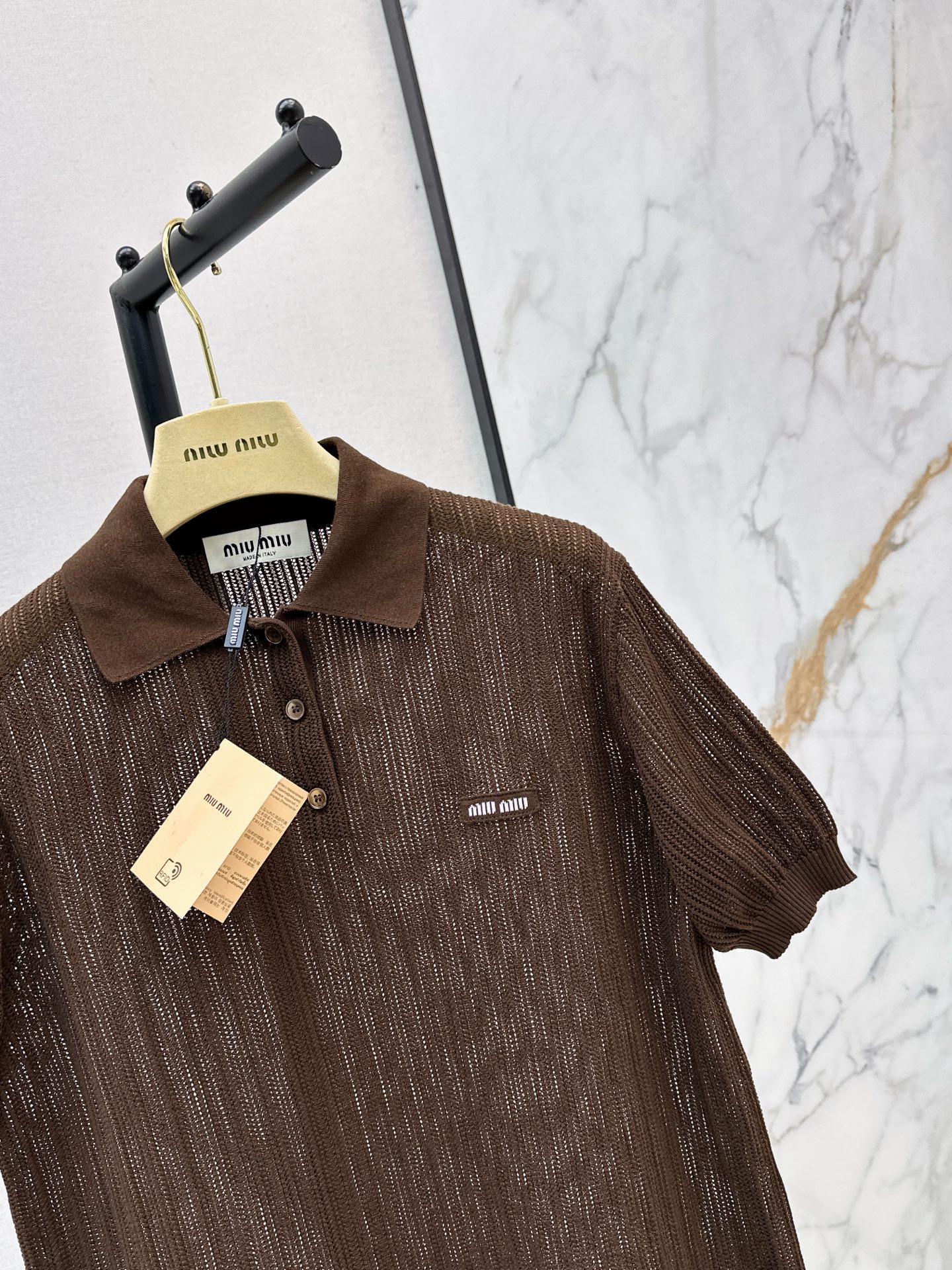 Miu 26ss hollow knit polo